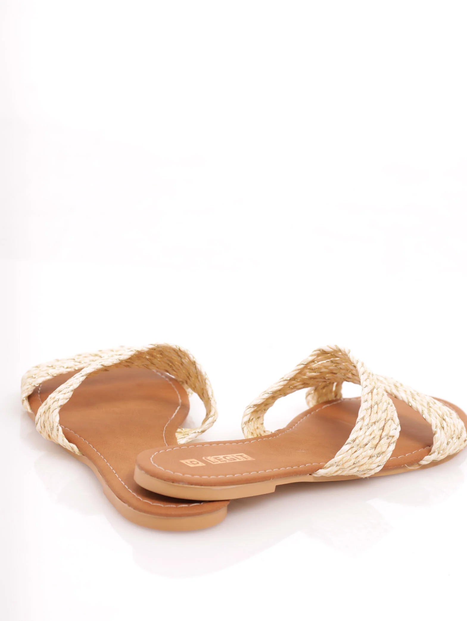 Double Band Twist Weave Mule Sandal - White - Image 3