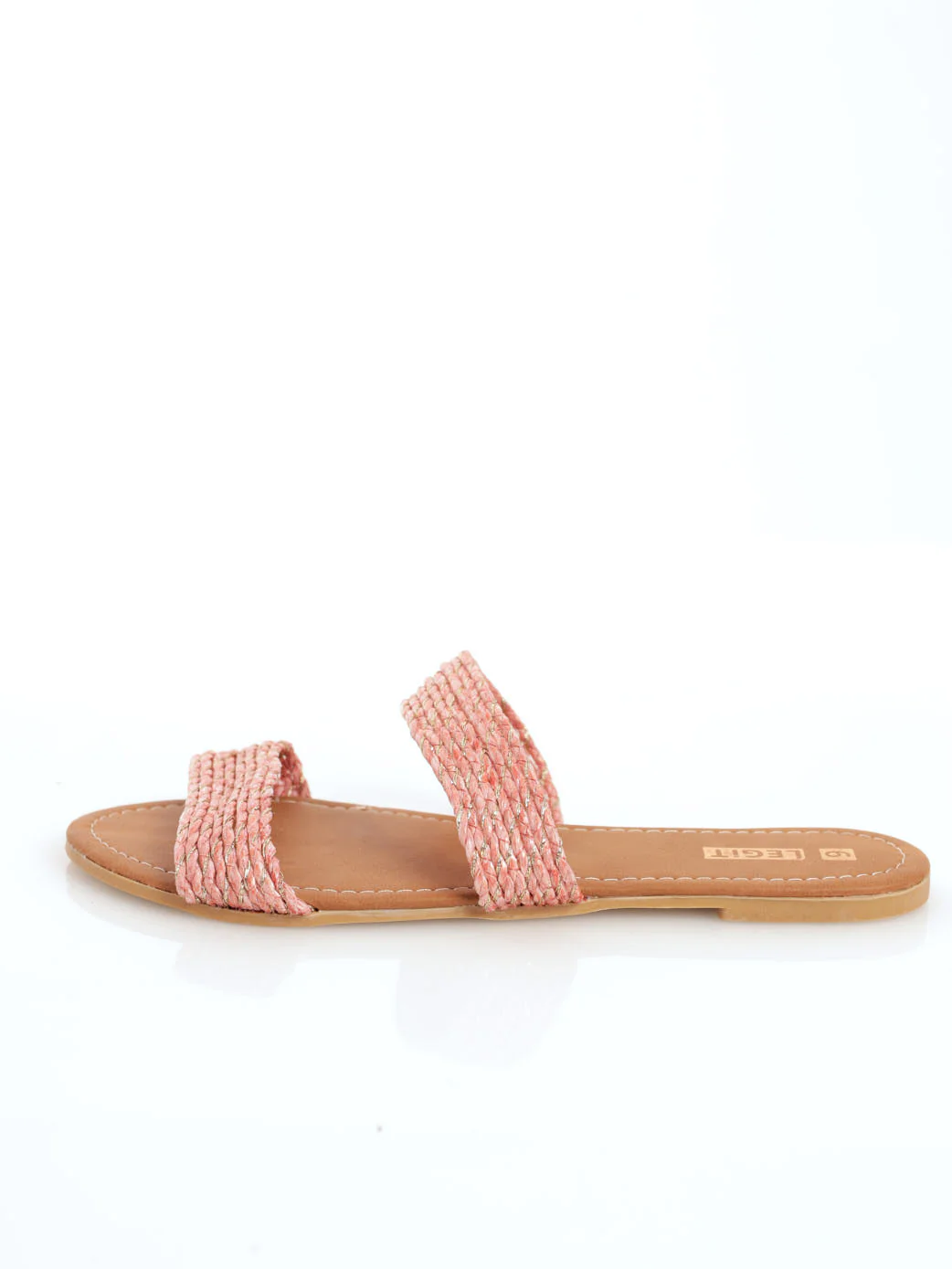 Double Band Twisted Weave Mule Sandal - Peach - Image 2