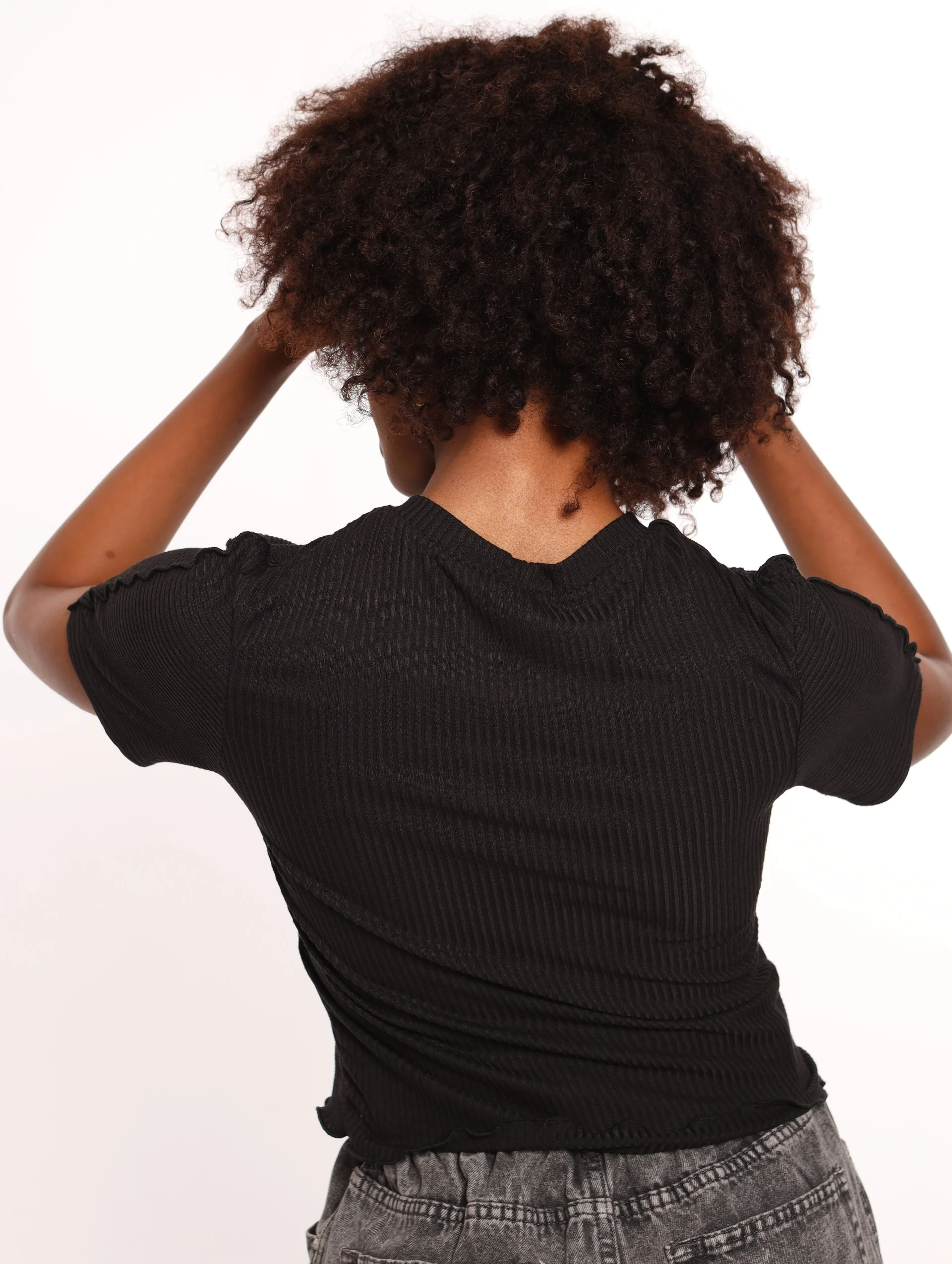 Double Lettuce Edge Top - Black - Image 3