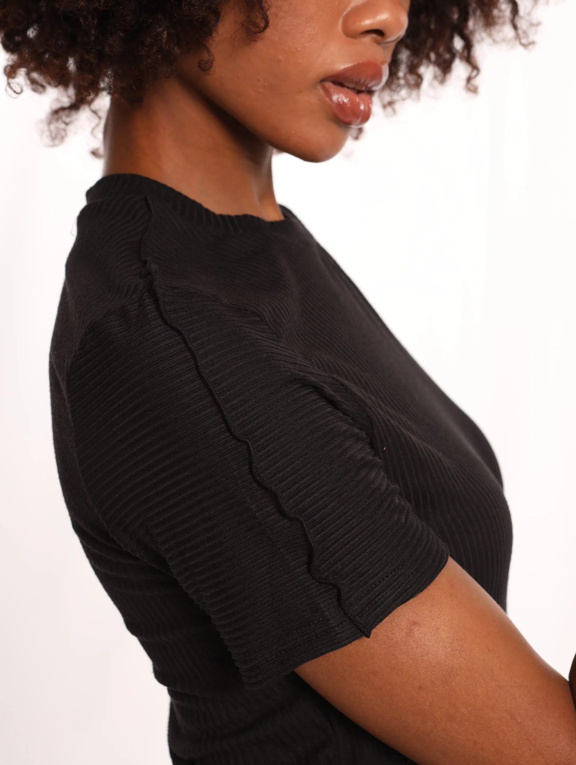 Double Lettuce Edge Top - Black - Image 5