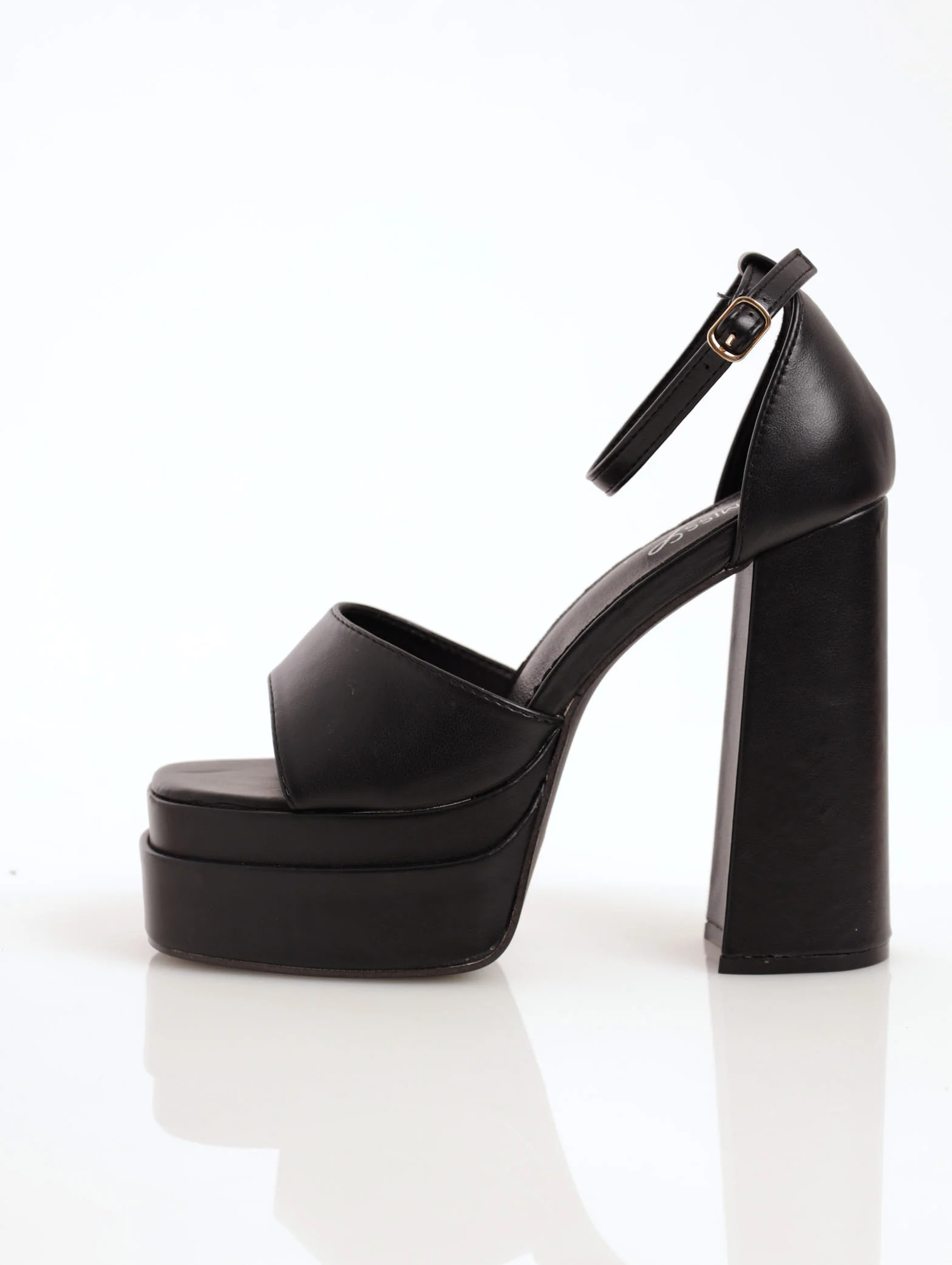 Double Platfrom Hi-Block Sandal - Black - Image 2