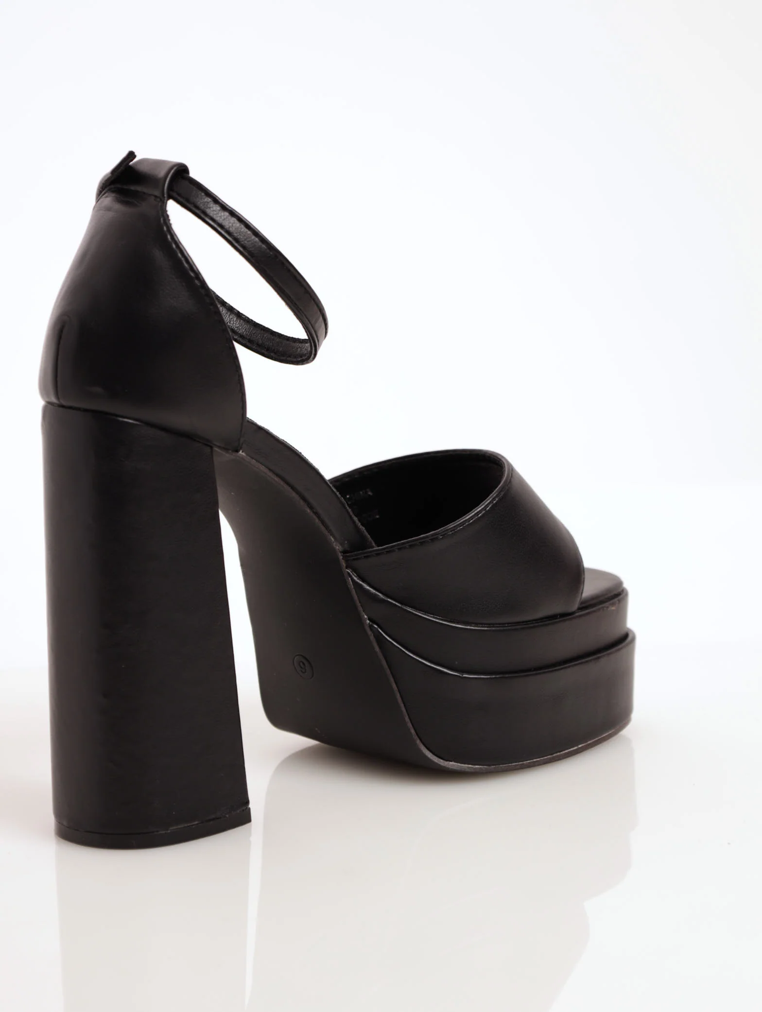 Double Platfrom Hi-Block Sandal - Black - Image 3