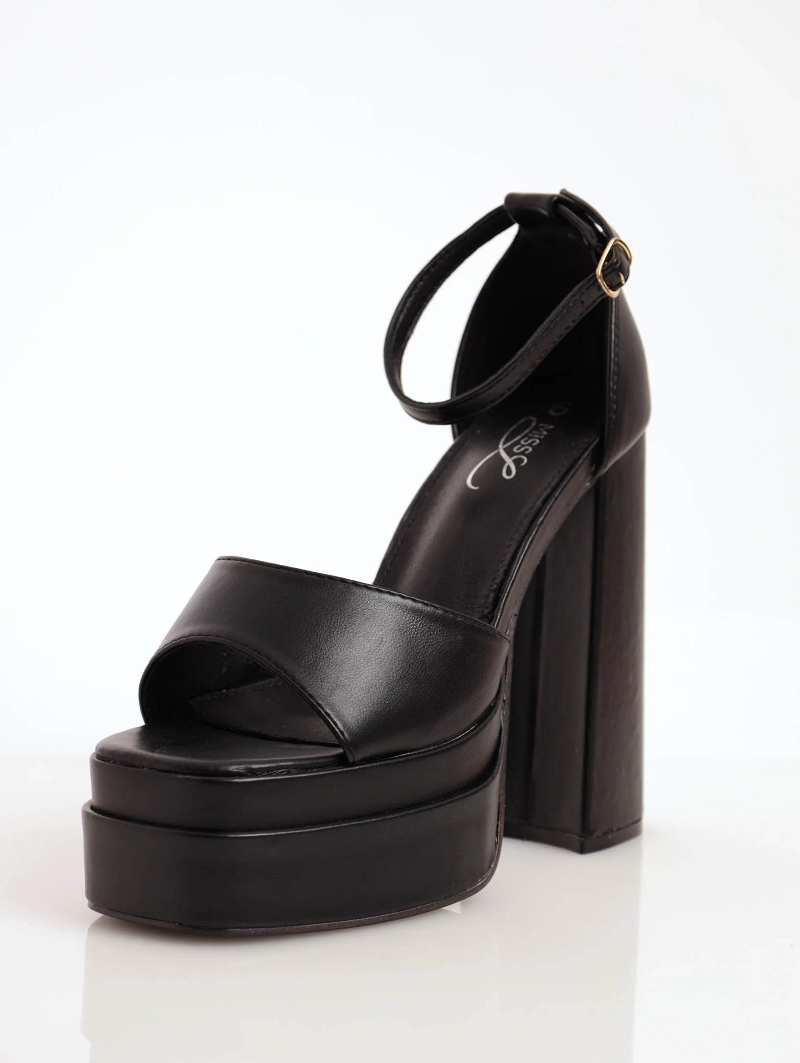 Double Platfrom Hi-Block Sandal - Black - Image 4