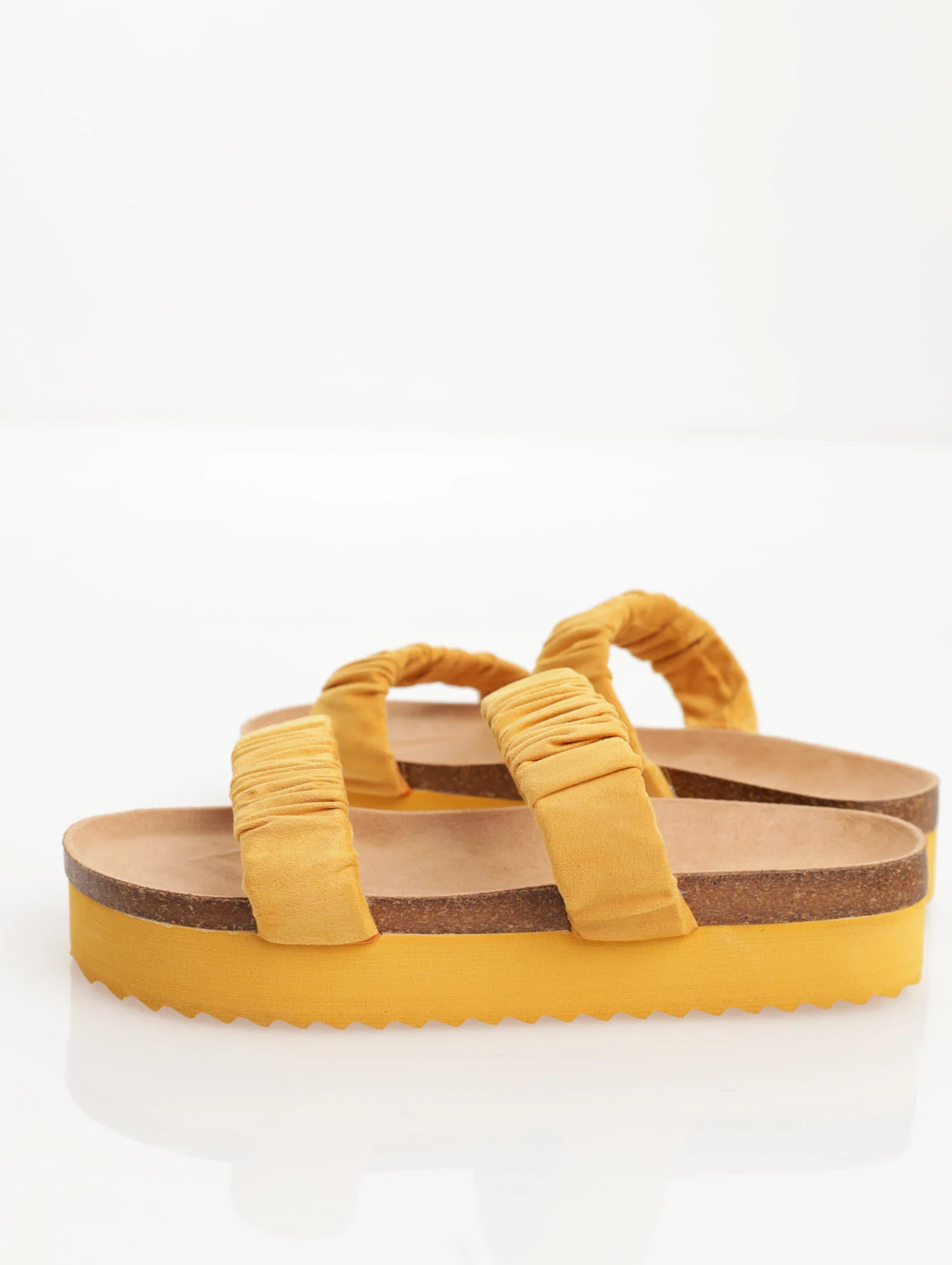 Double Rouched Strap Platform Sandal - Mustard - Image 2