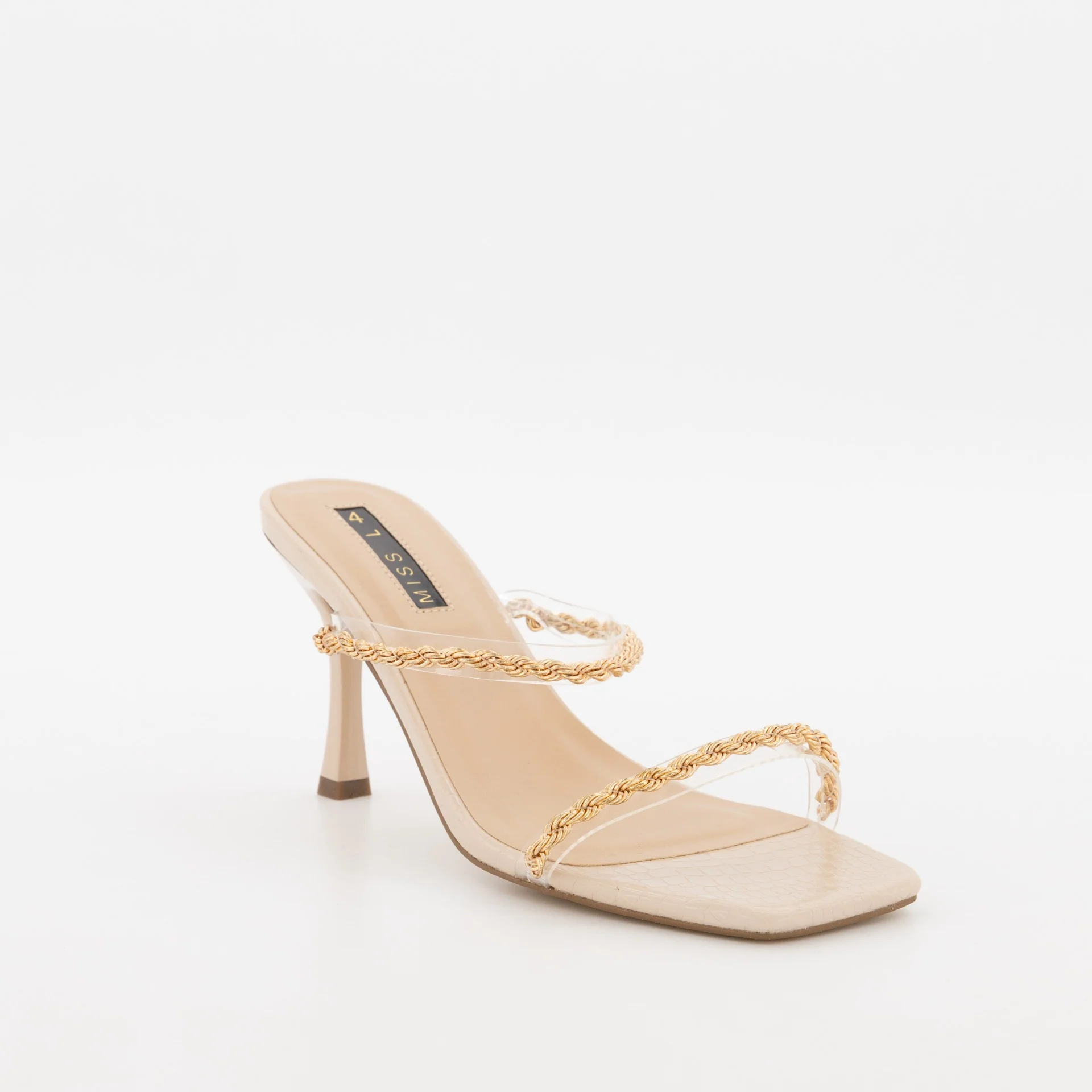 Double Strap Chain Stiletto Heel - Clear