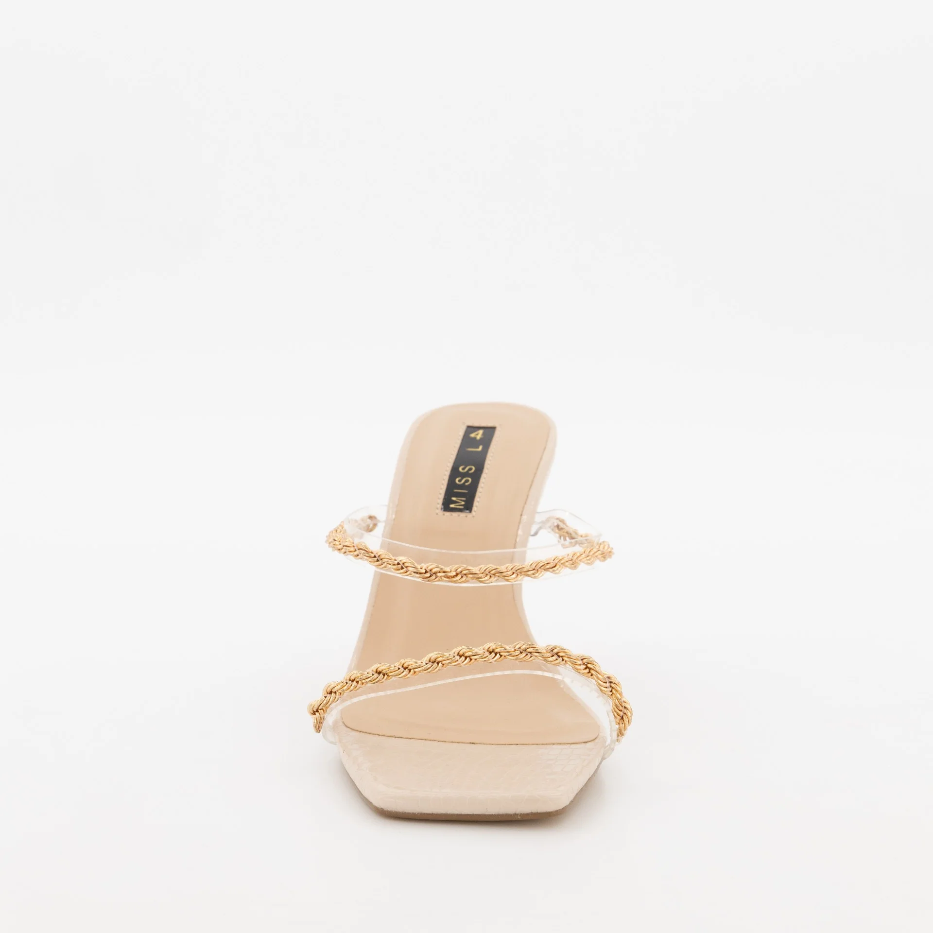 Double Strap Chain Stiletto Heel - Clear - Image 4