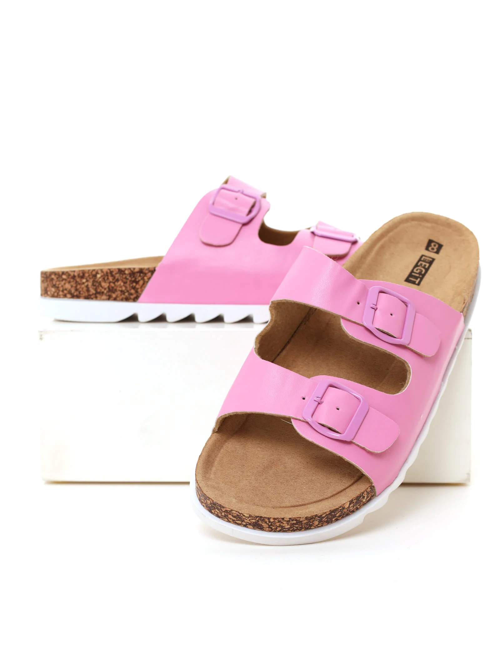 Double Strap Plain Sandal - Pink Macaroon
