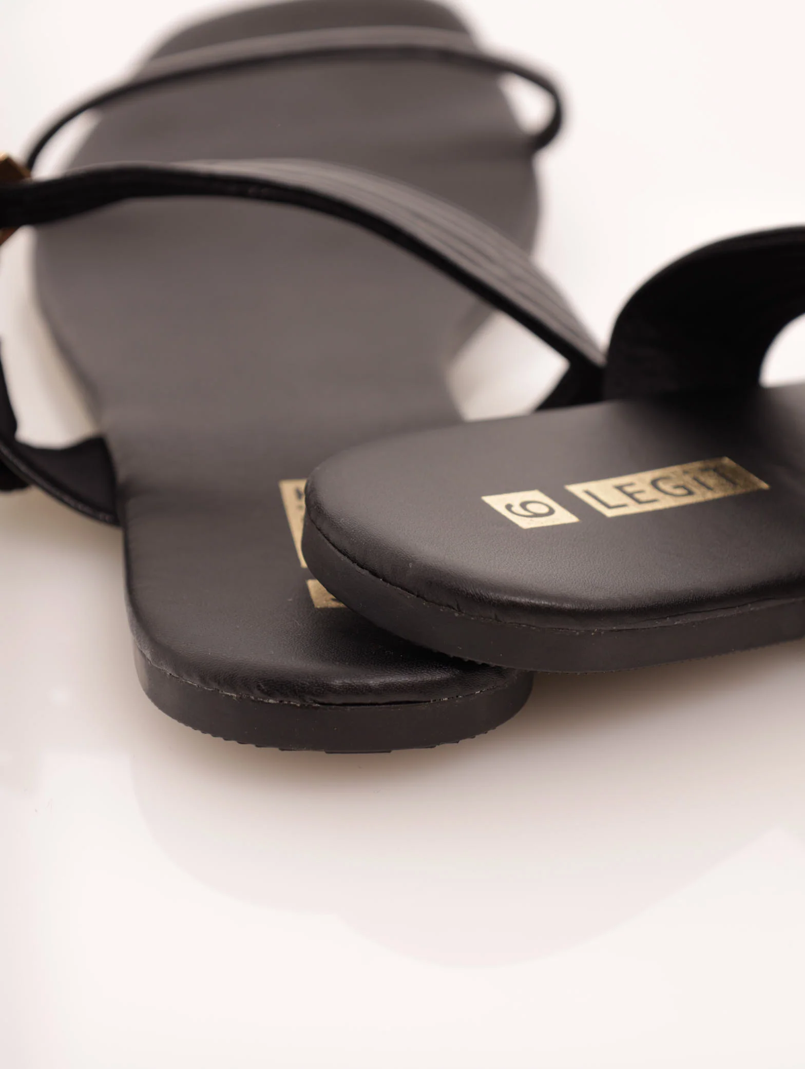 Double Strap Sandal With Quilt Detail And Buckle - Black - Image 3