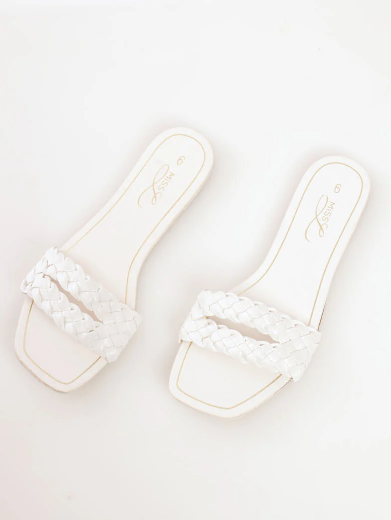 Double Weave Strap Sandal With Key Hole - White
