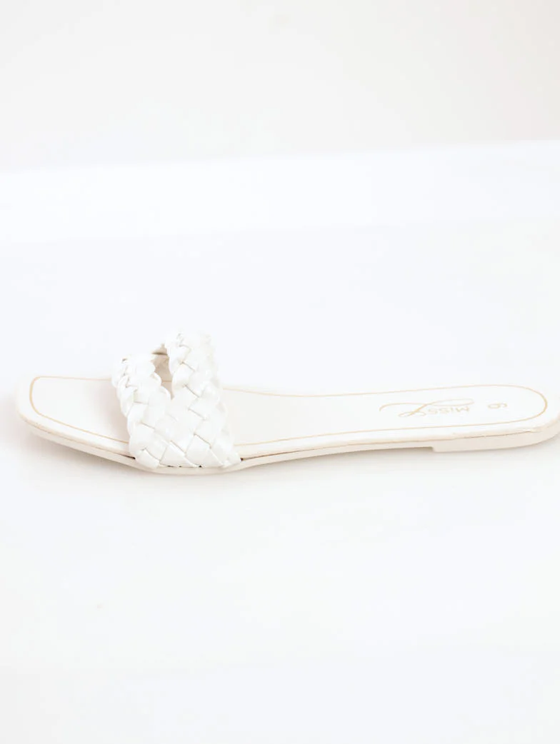 Double Weave Strap Sandal With Key Hole - White - Image 2