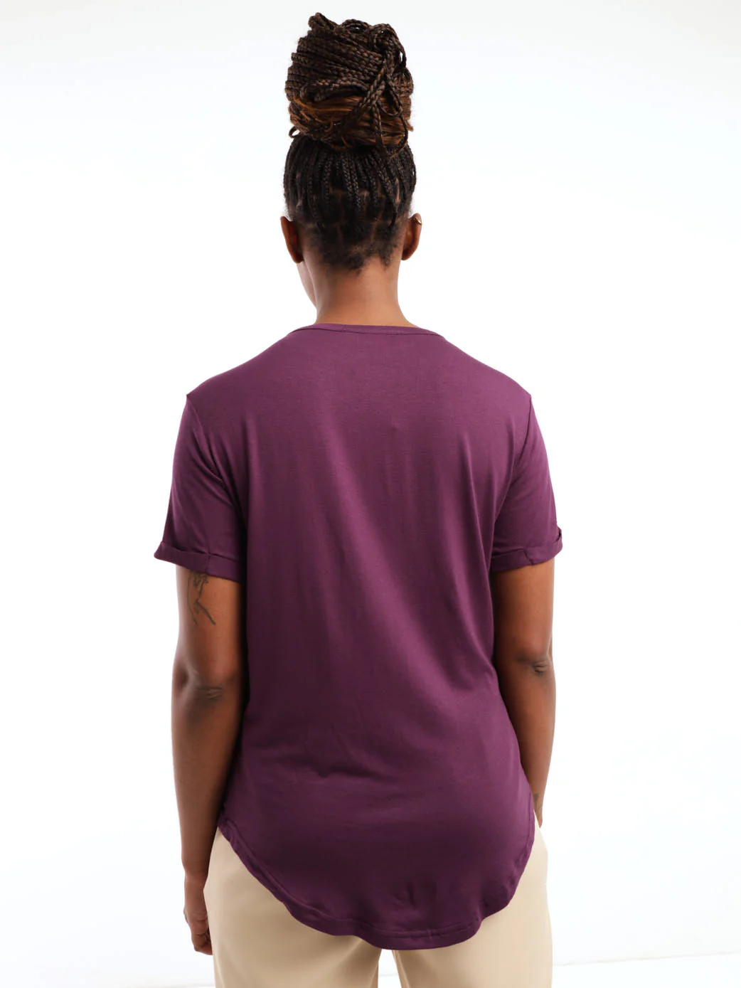 Drapey Short Sleeve Pocket Tee - Grape - Image 4