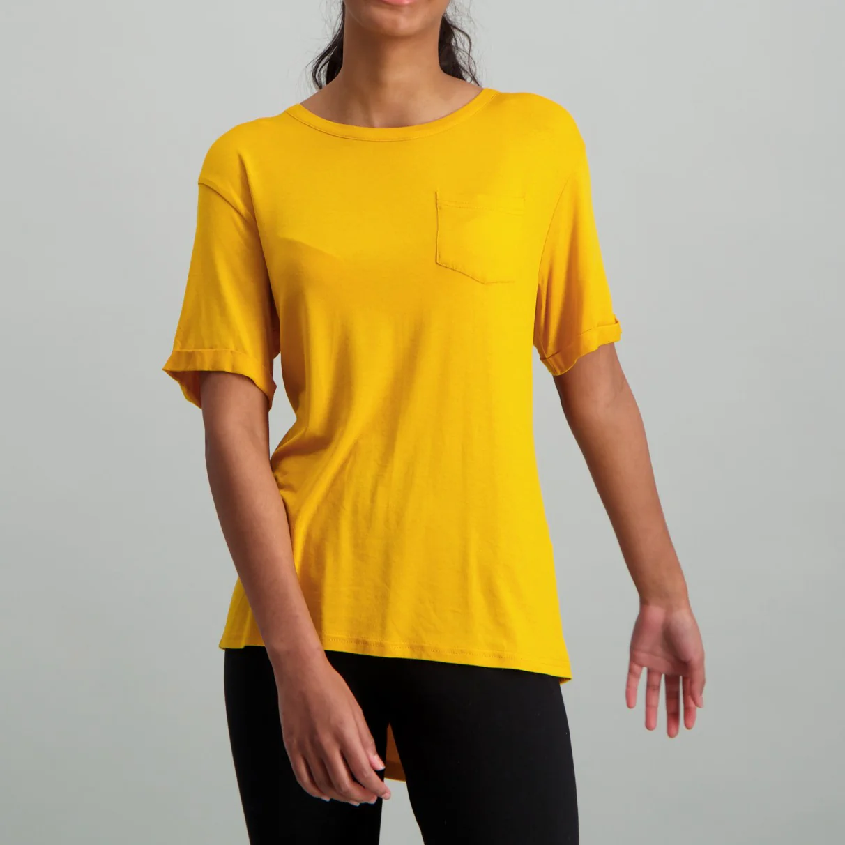 Drapy Pocket T-Shirt - Mustard