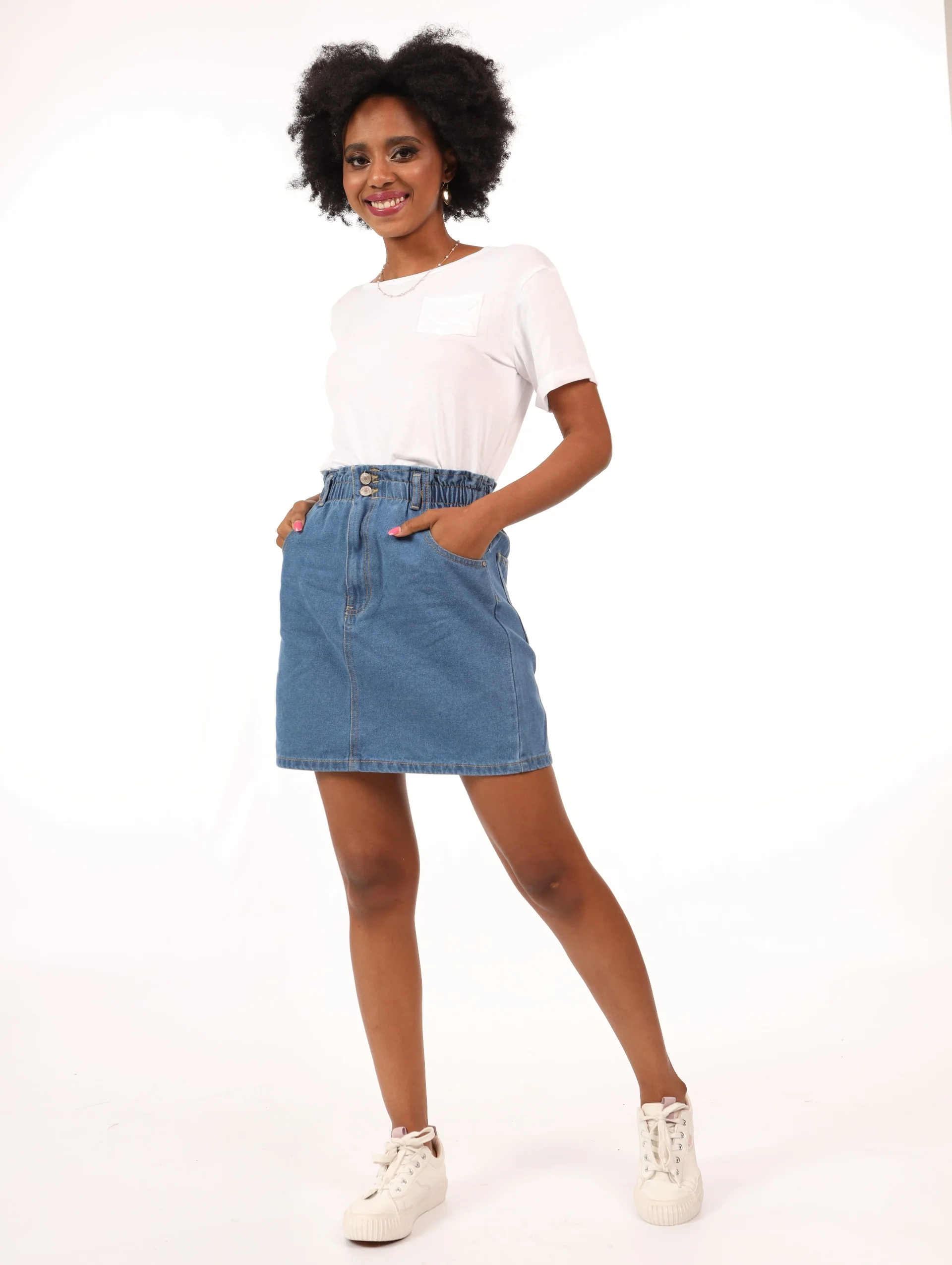 Drapy Pocket Tee - White - Image 2