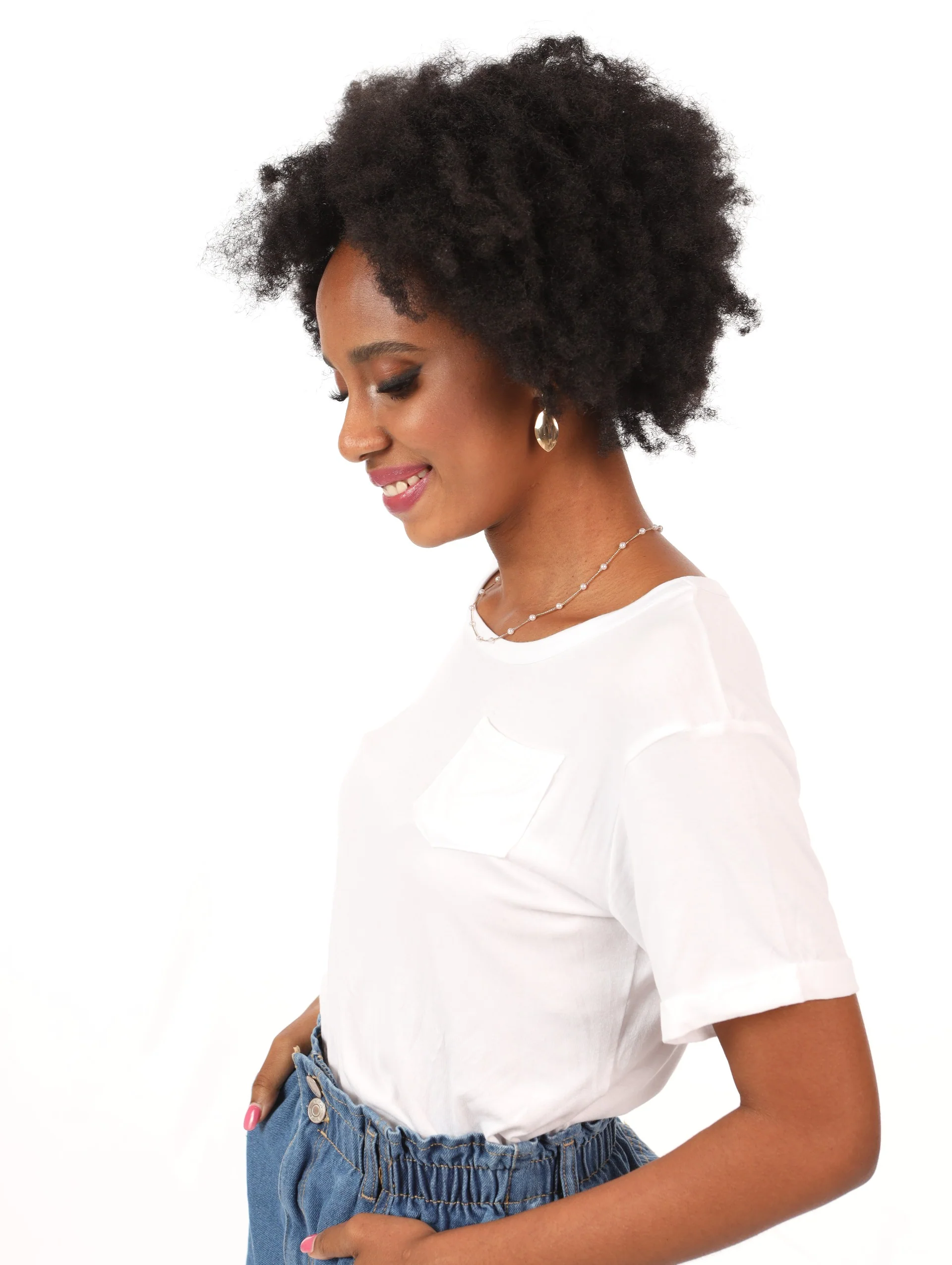 Drapy Pocket Tee - White - Image 3
