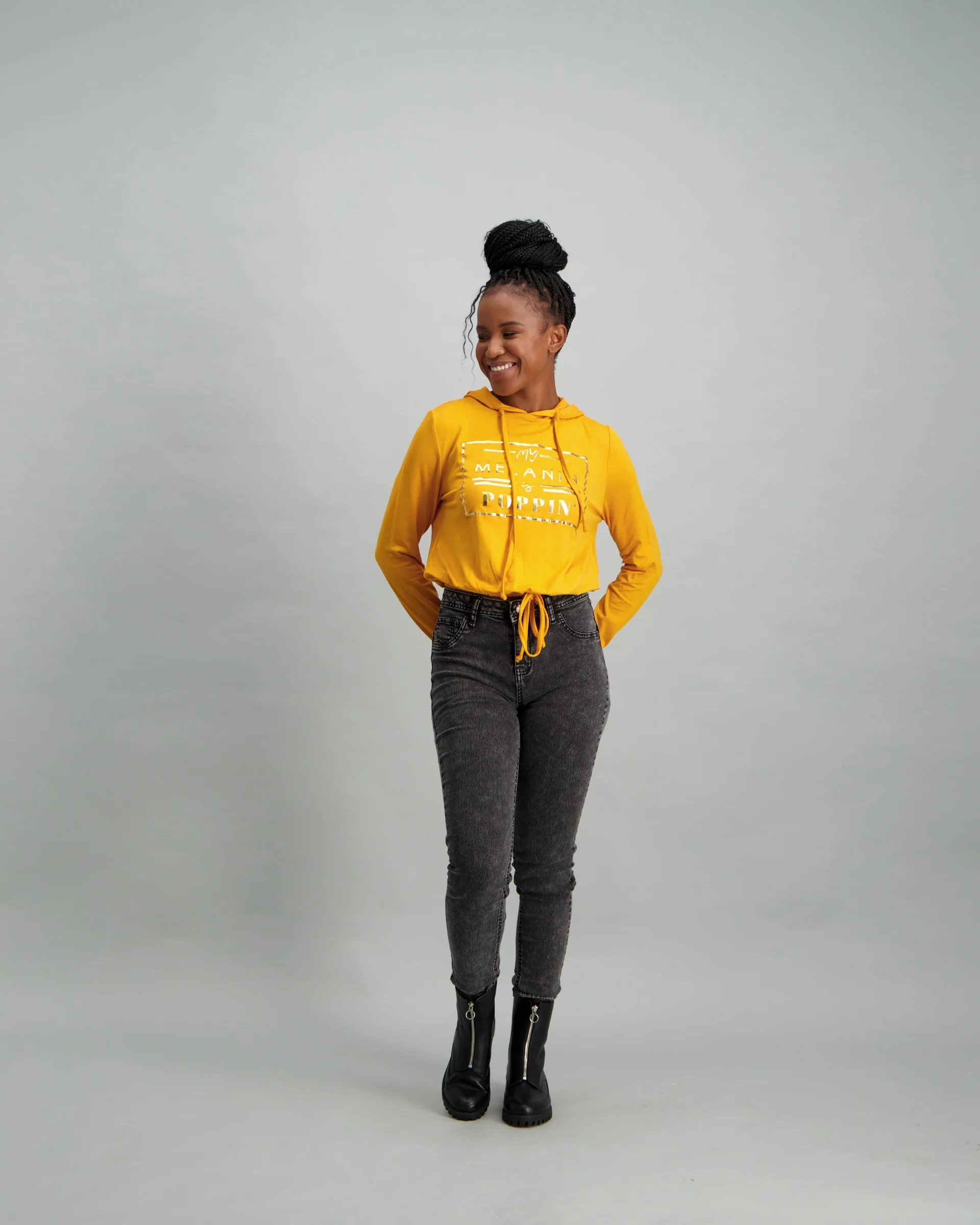 Drawcord Hoodie - Mustard - Image 2