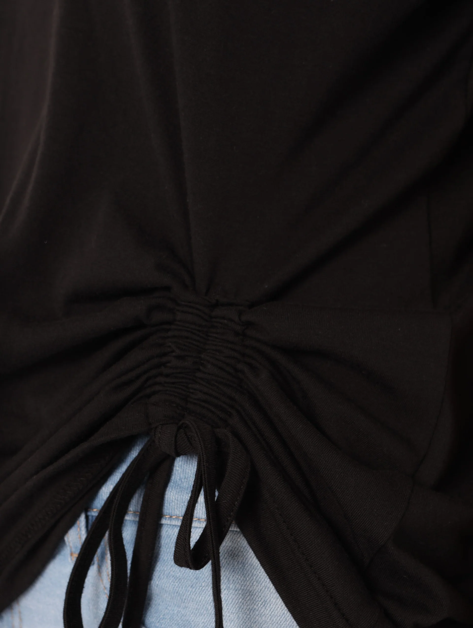 Drawstring Tee - Black - Image 5