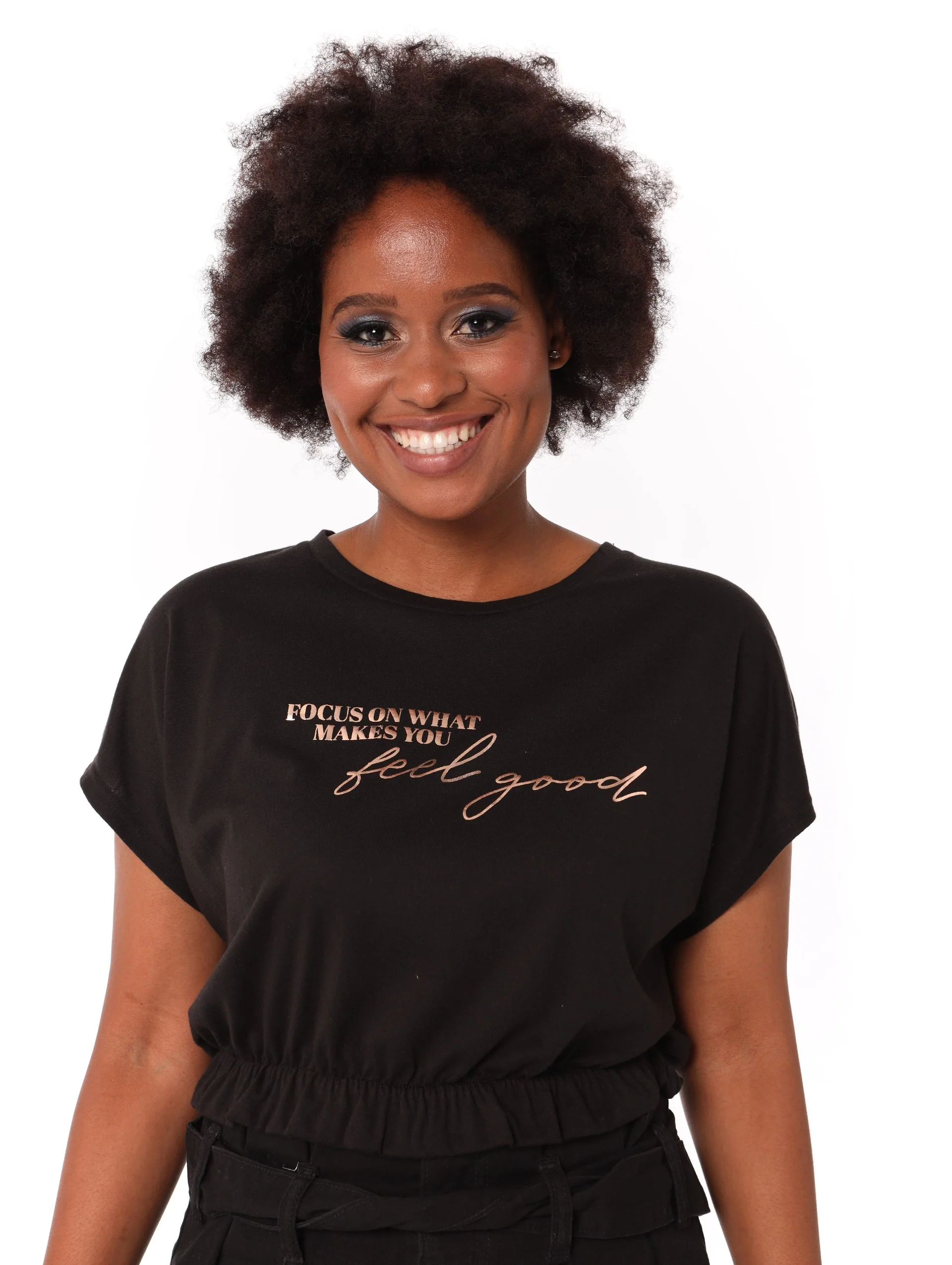 Elasticated Feel Good Top - Black