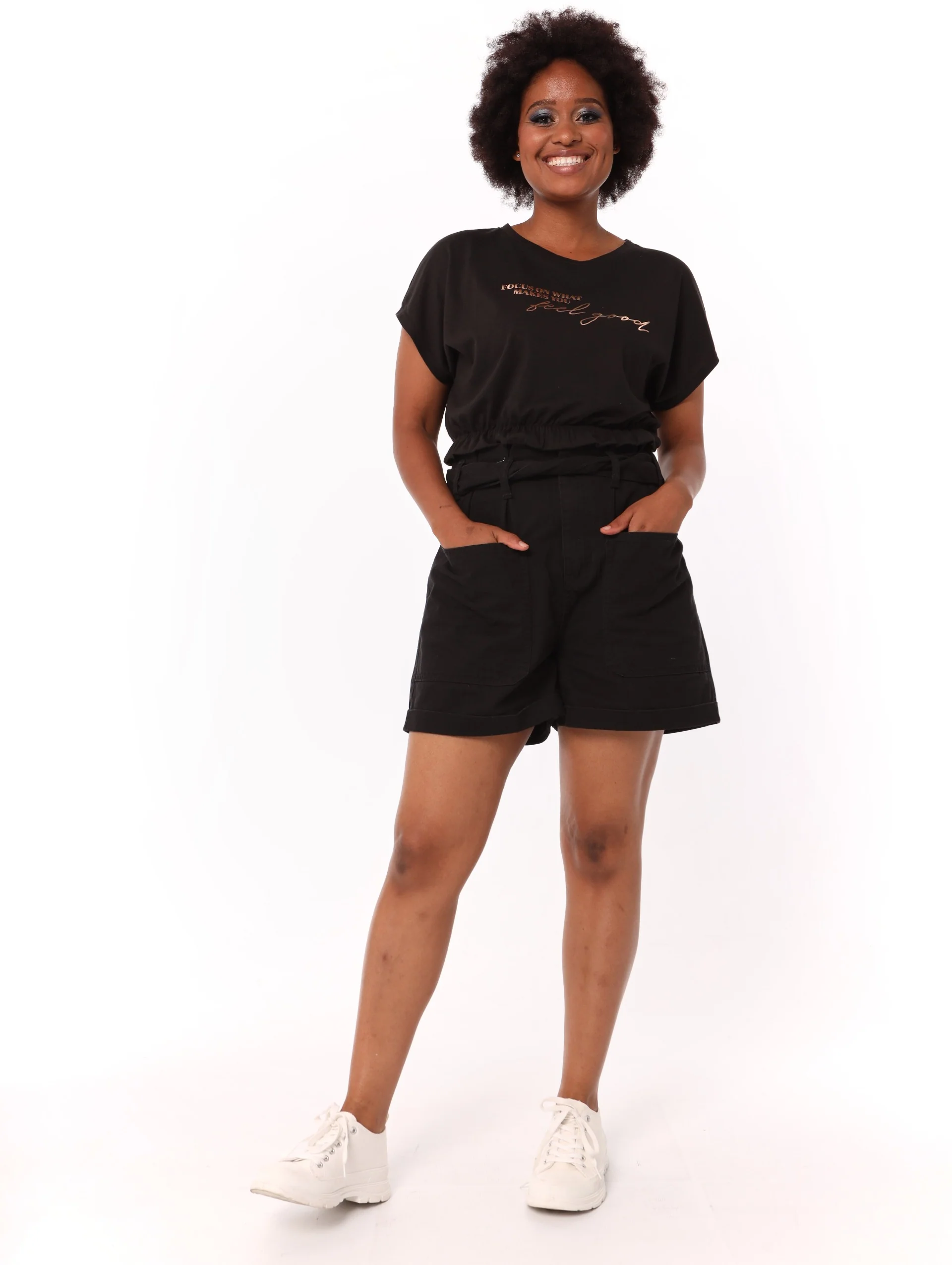 Elasticated Feel Good Top - Black - Image 2