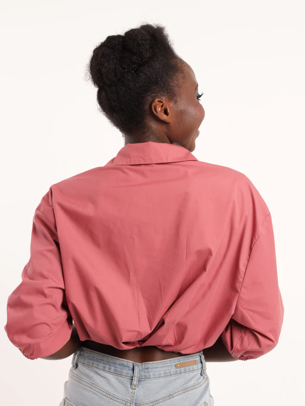 Elasticated Pleat Shirt - Blush - Image 4