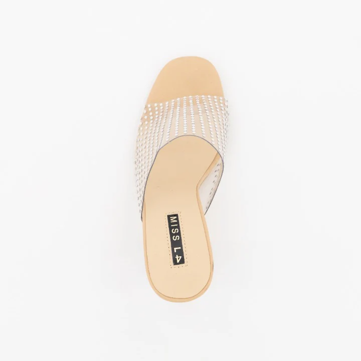 Embellished Cage Vinyl Block Heel - Clear - Image 5