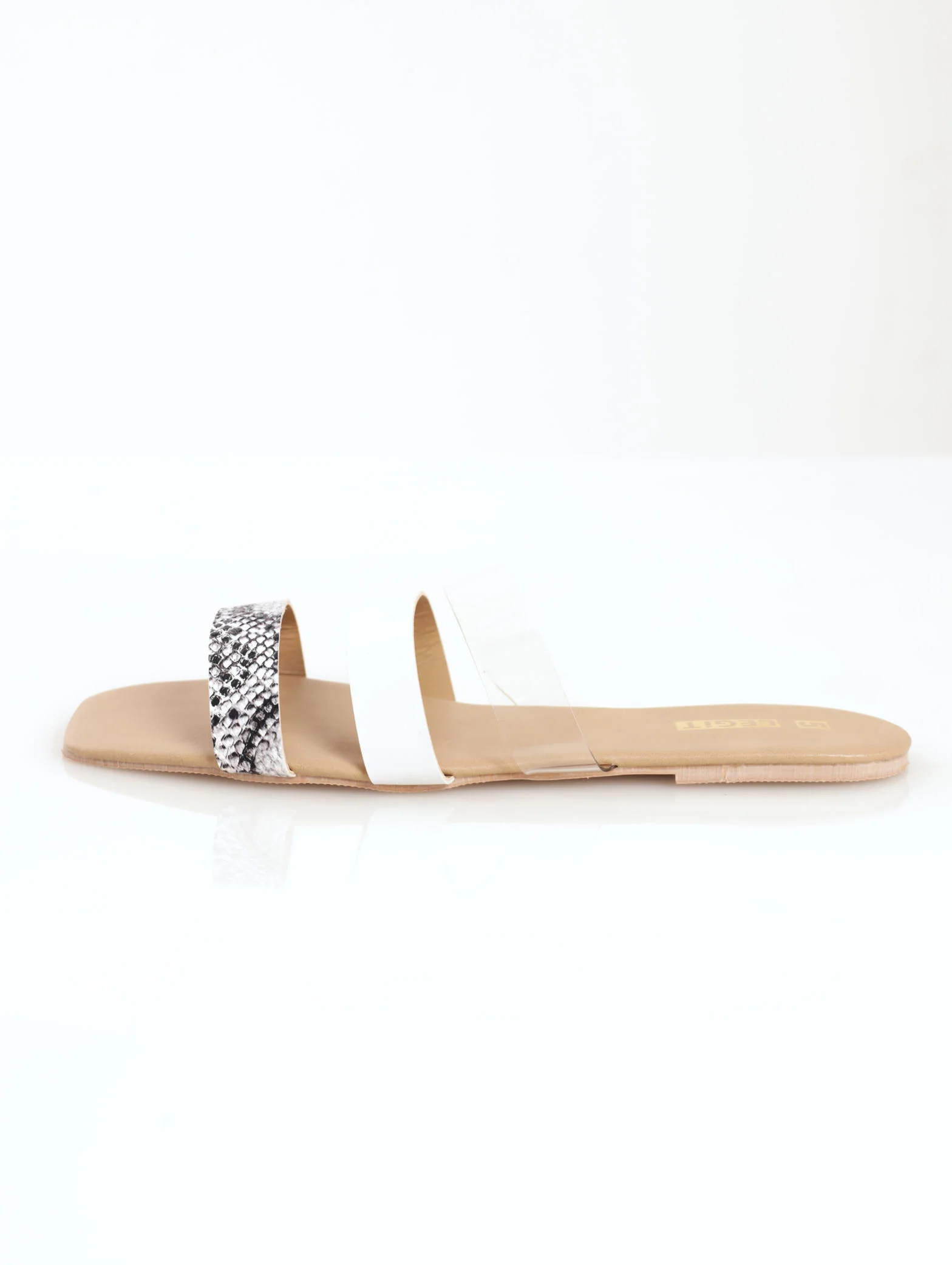 Fabric Block 3 Strap Mule Sandal - White - Image 2