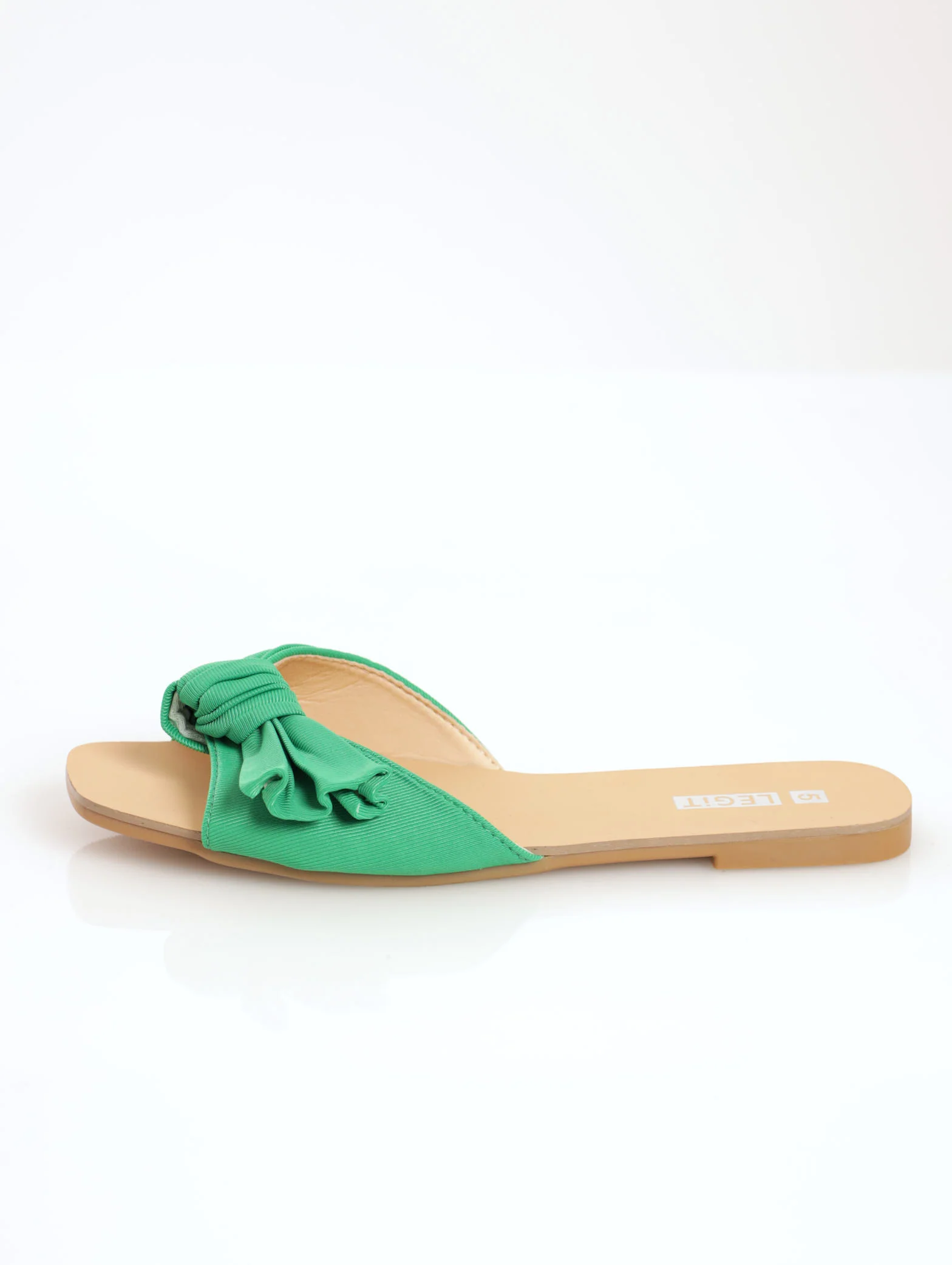 Fabric Bow Mule Sandal - Green - Image 2