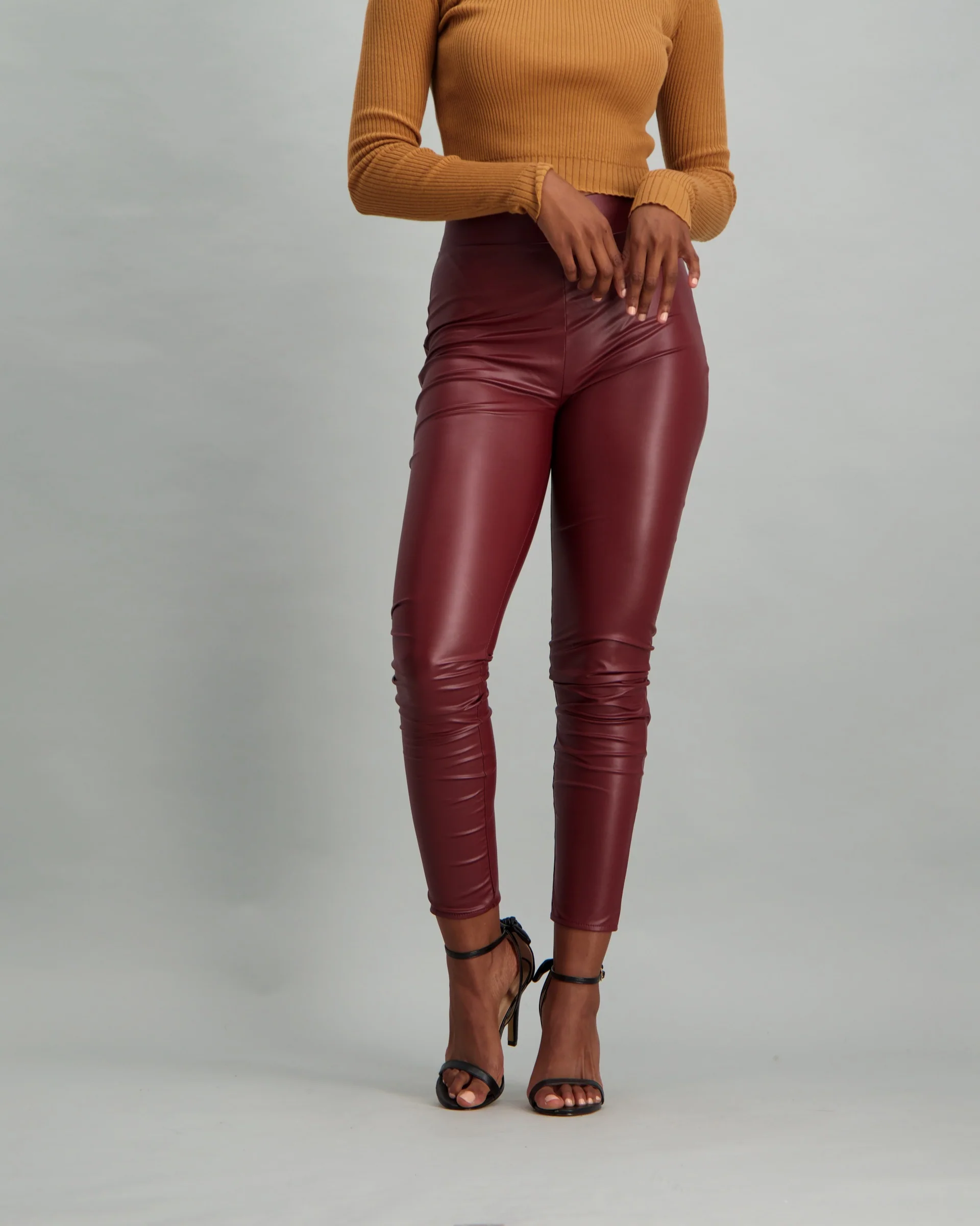 Faux Leather Legging - Burgundy