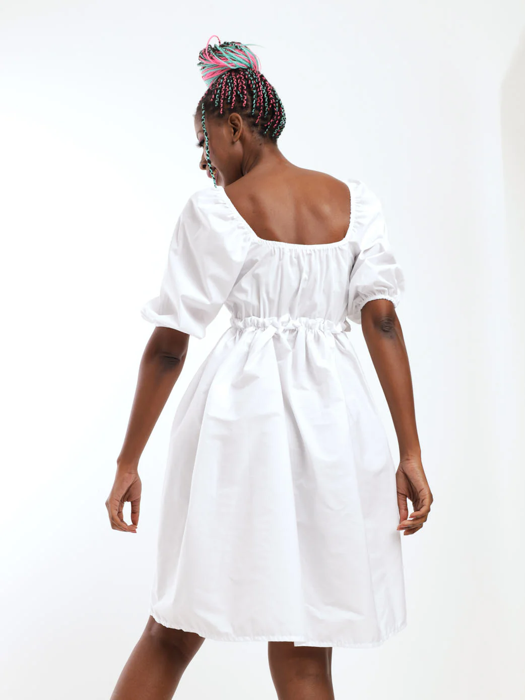 Fit & Flare Poplin Dress - White - Image 4