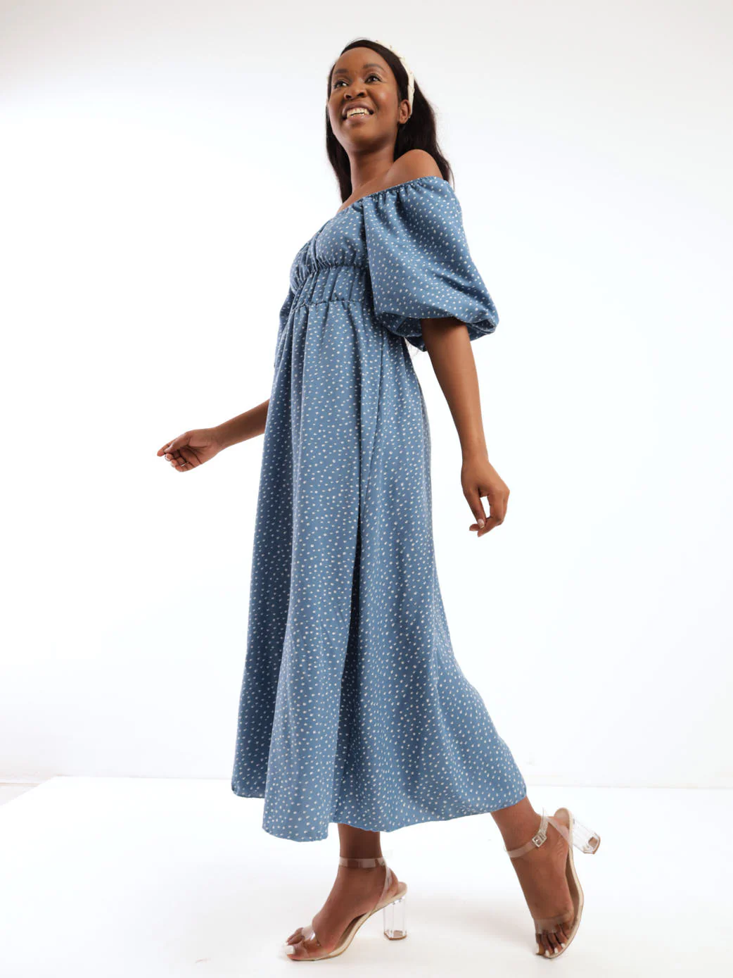 Fit & Flare Puff Sleeve Maxi Dress - Image 2