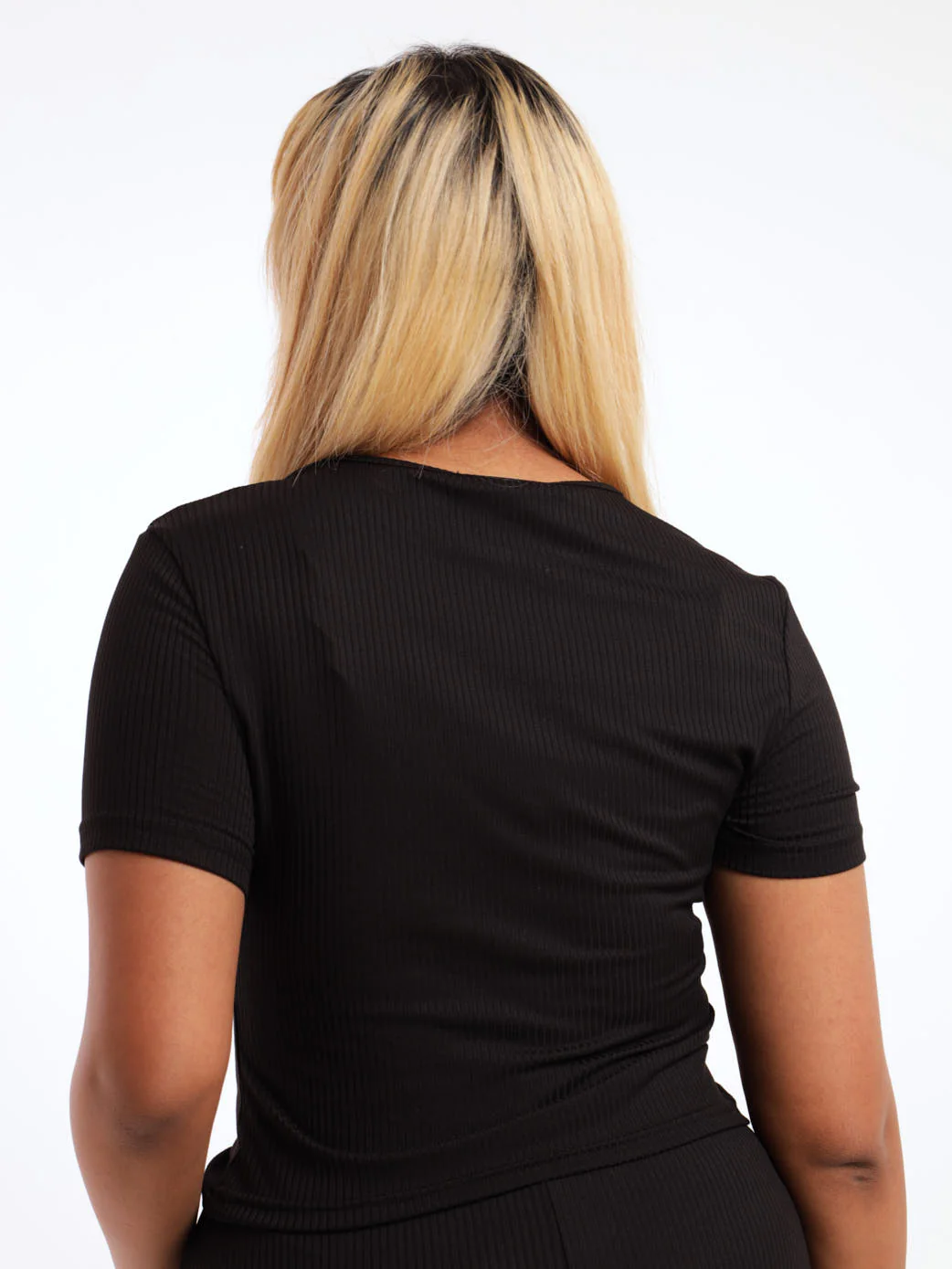 Fitted Rib Tee - Black - Image 4