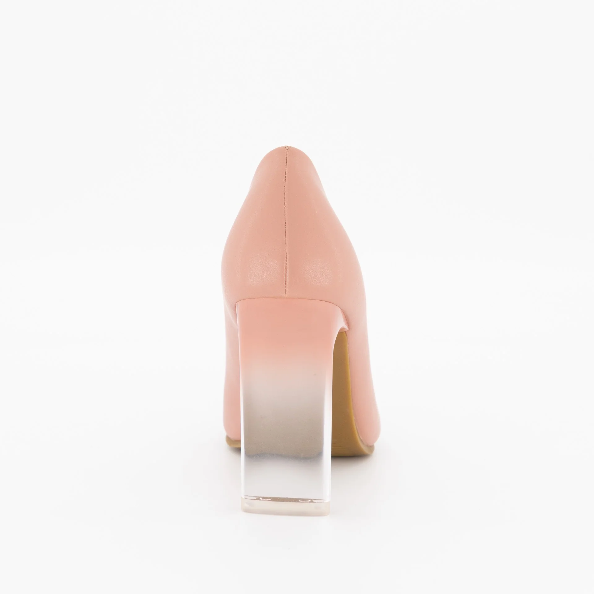 Flat Block Perspex Court High Heel - Mink - Image 2