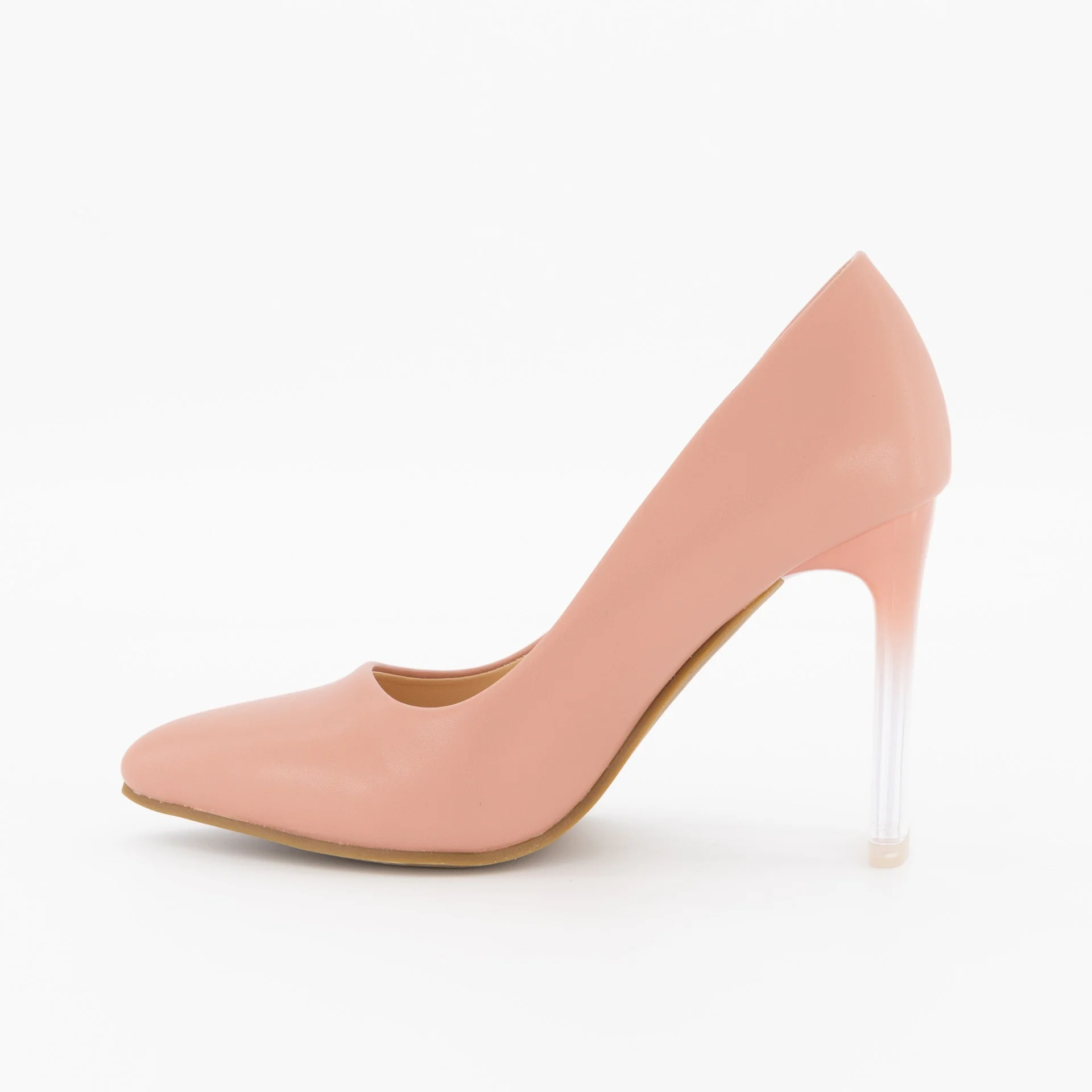 Flat Block Perspex Court High Heel - Mink - Image 7