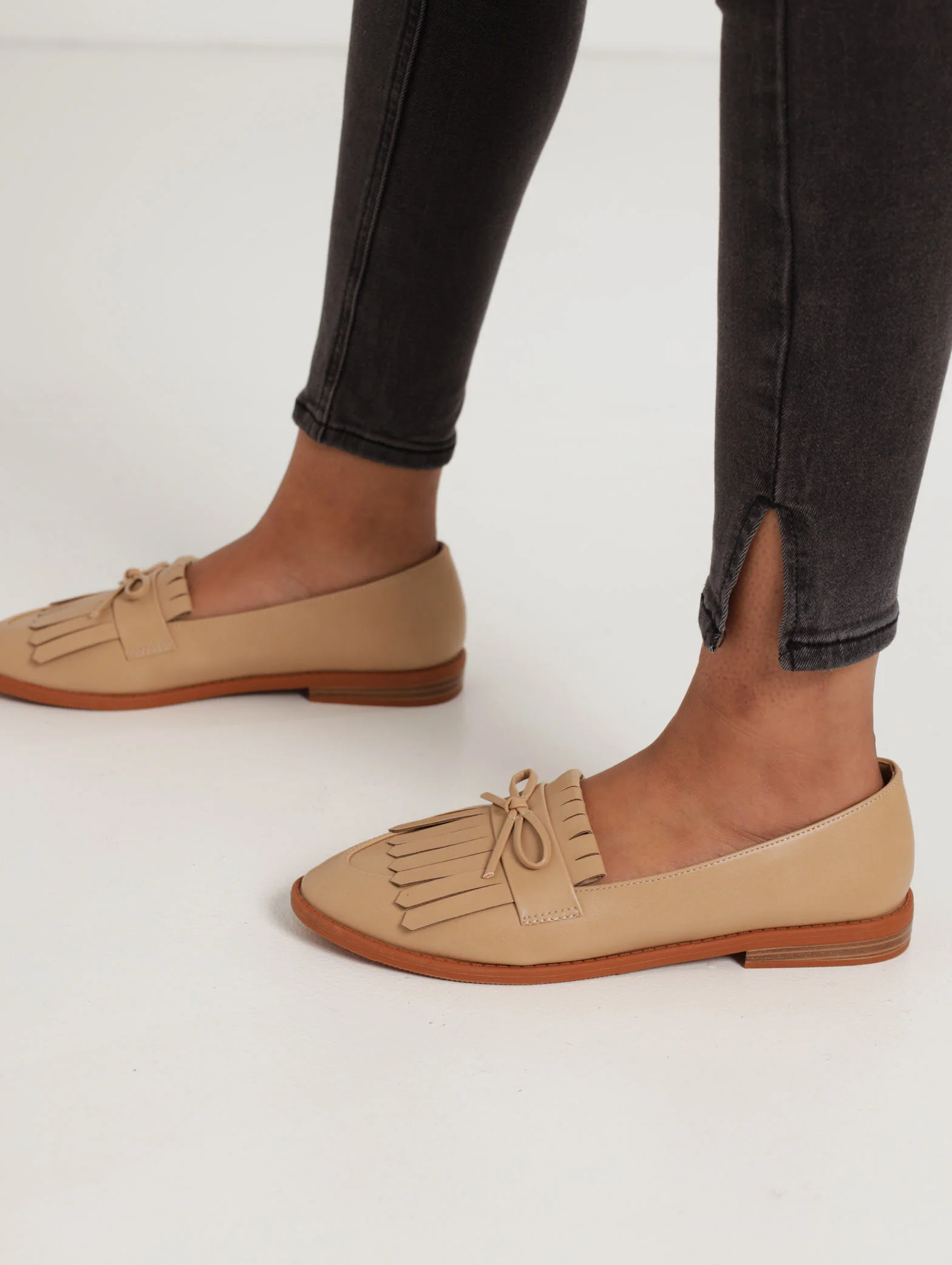 Flat Tassled Loafer With Bow - Taupe - Image 2