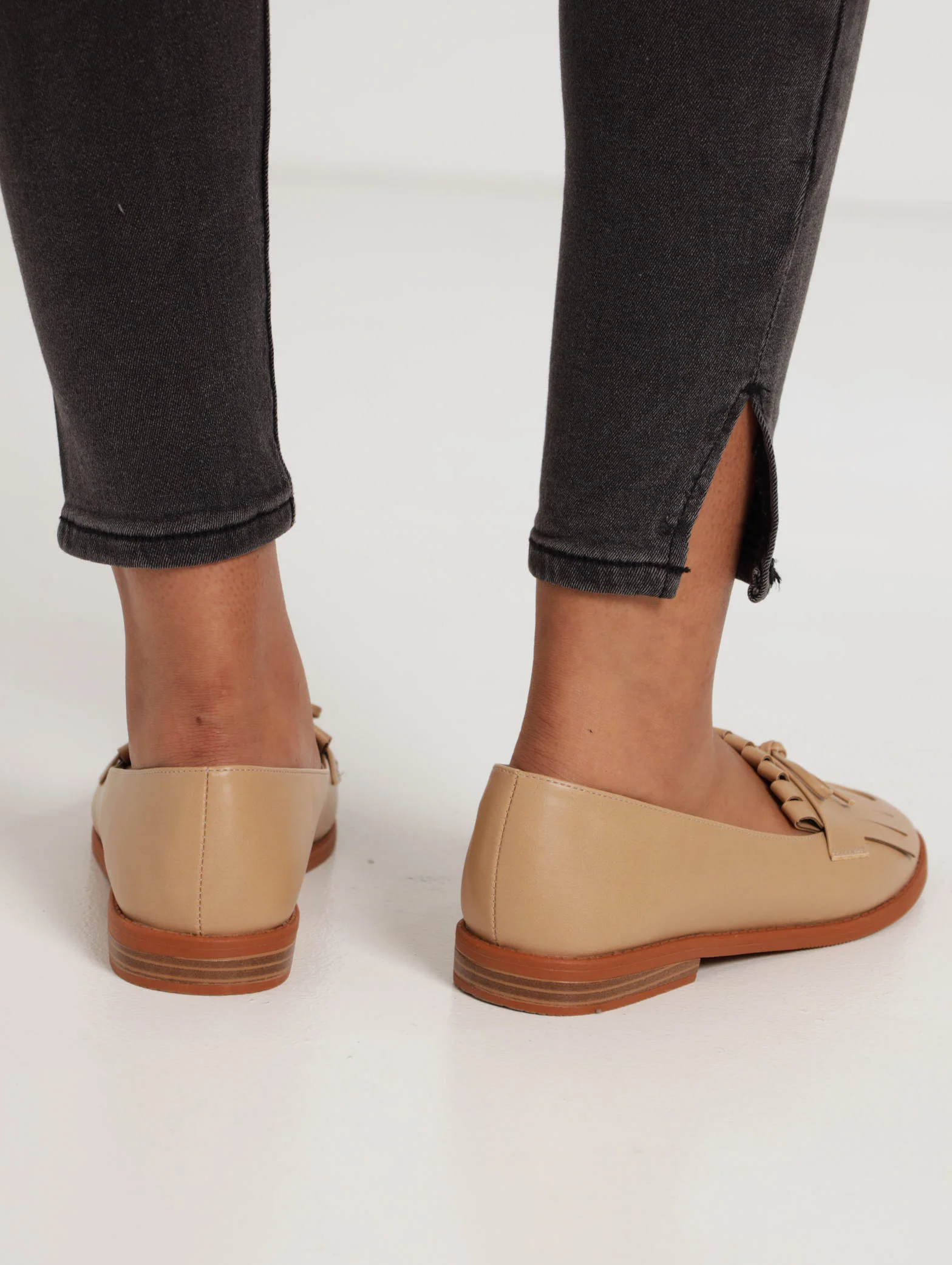 Flat Tassled Loafer With Bow - Taupe - Image 3