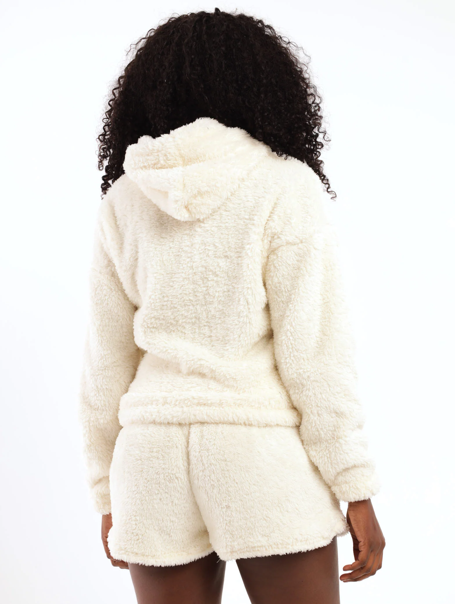 Fleece Hoody And Short Set - Cream - Image 2