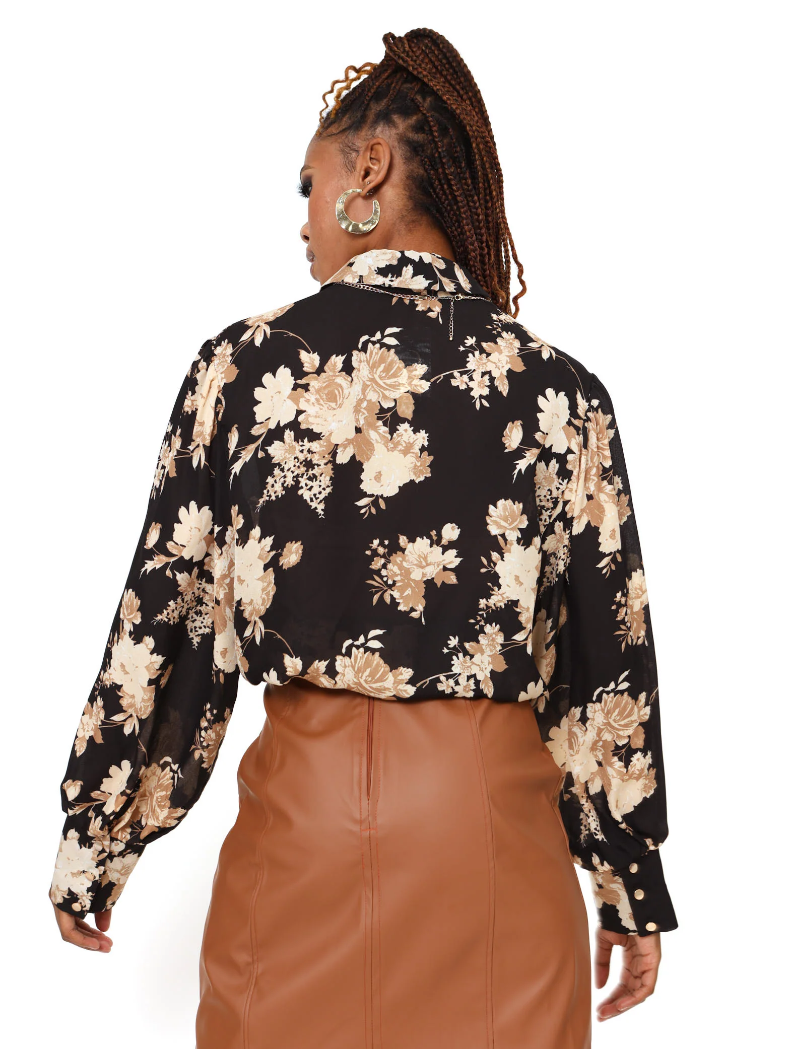 Floral Print Button Through Top - Image 3