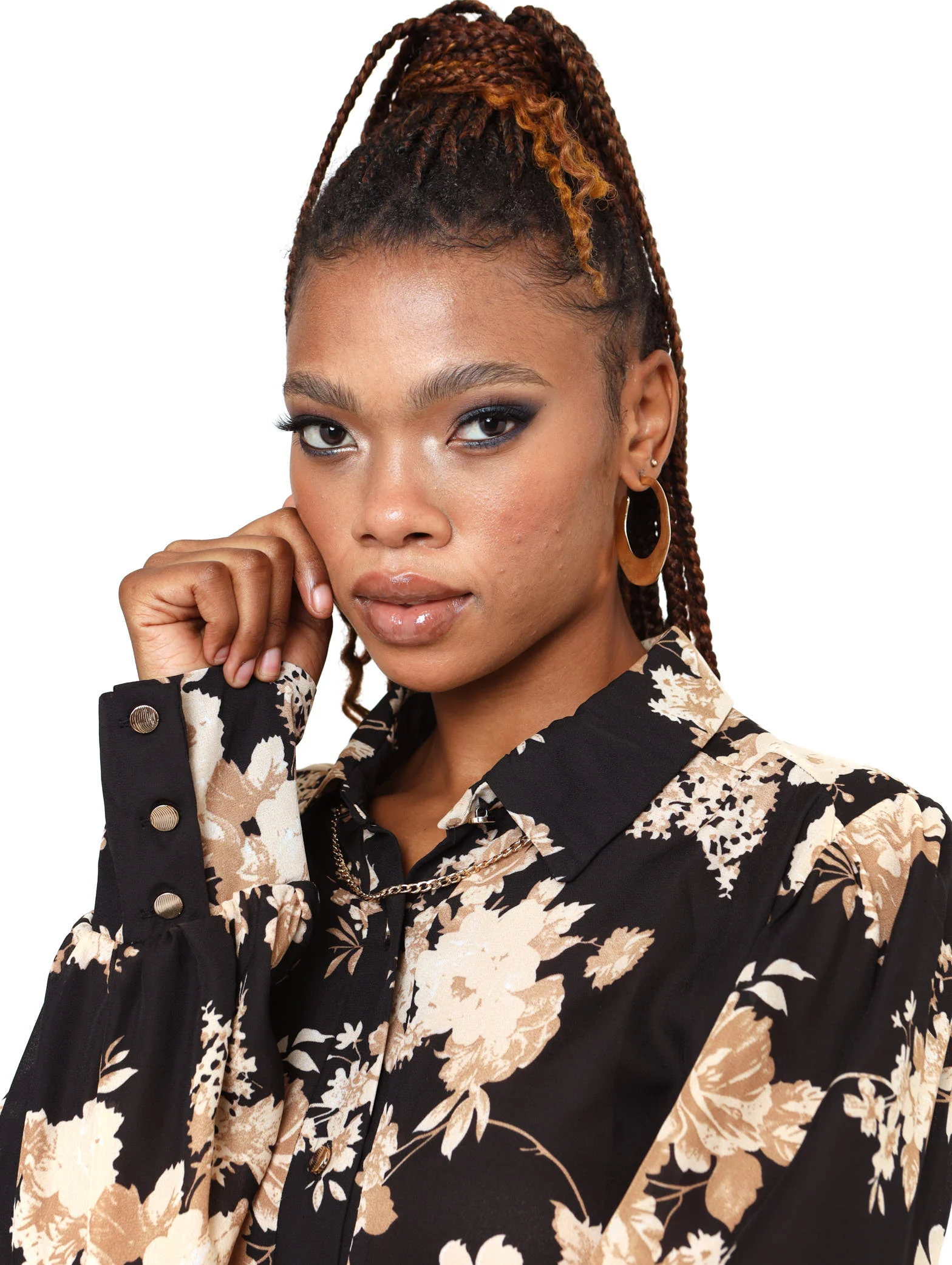 Floral Print Button Through Top - Image 4