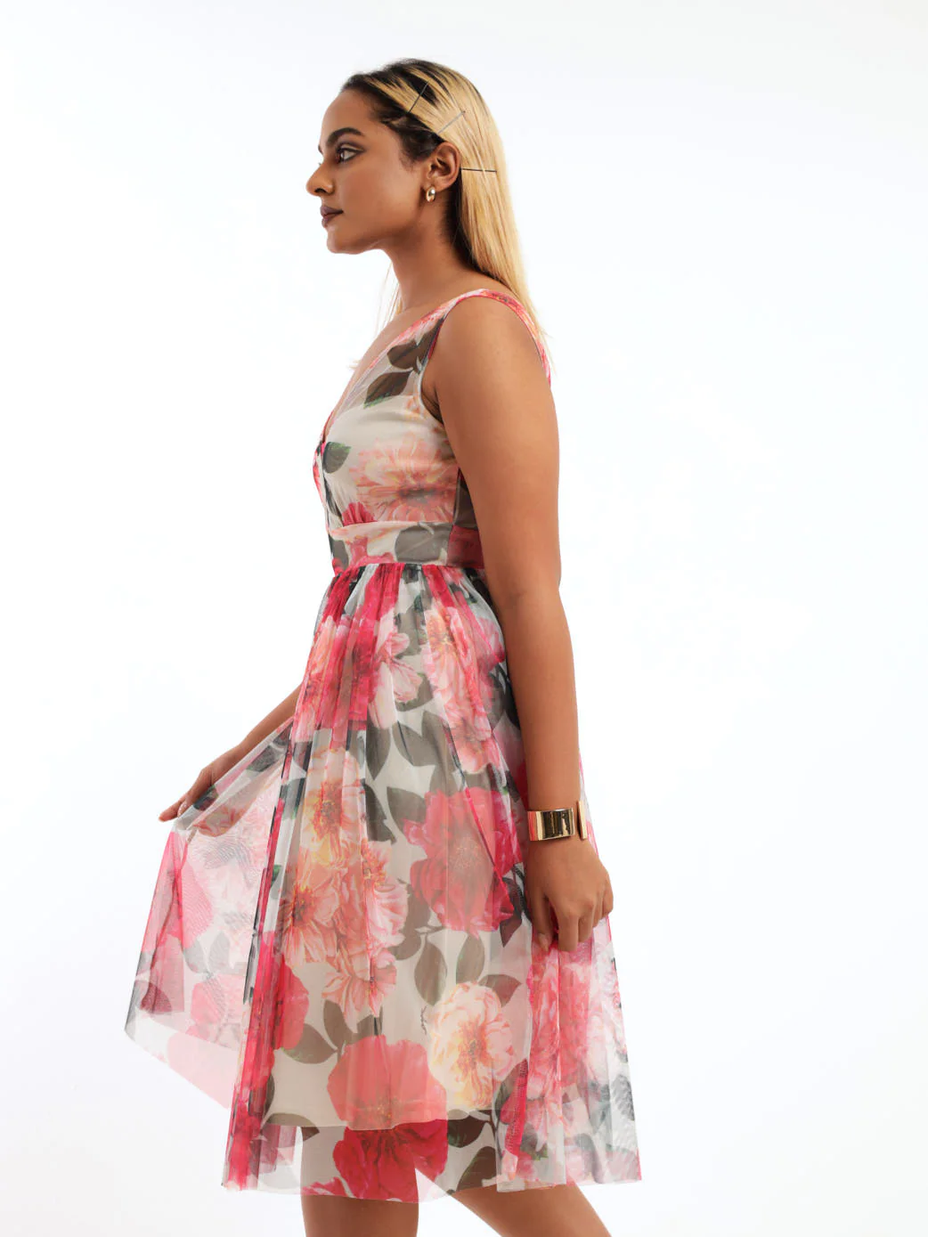 Floral Prom Dress - Red - Image 3
