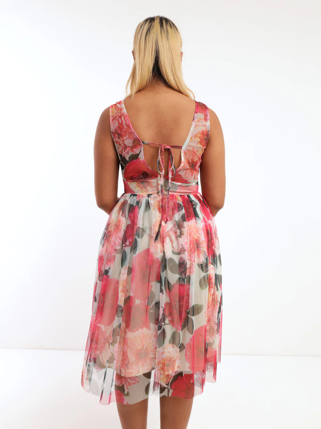 Floral Prom Dress - Red - Image 4
