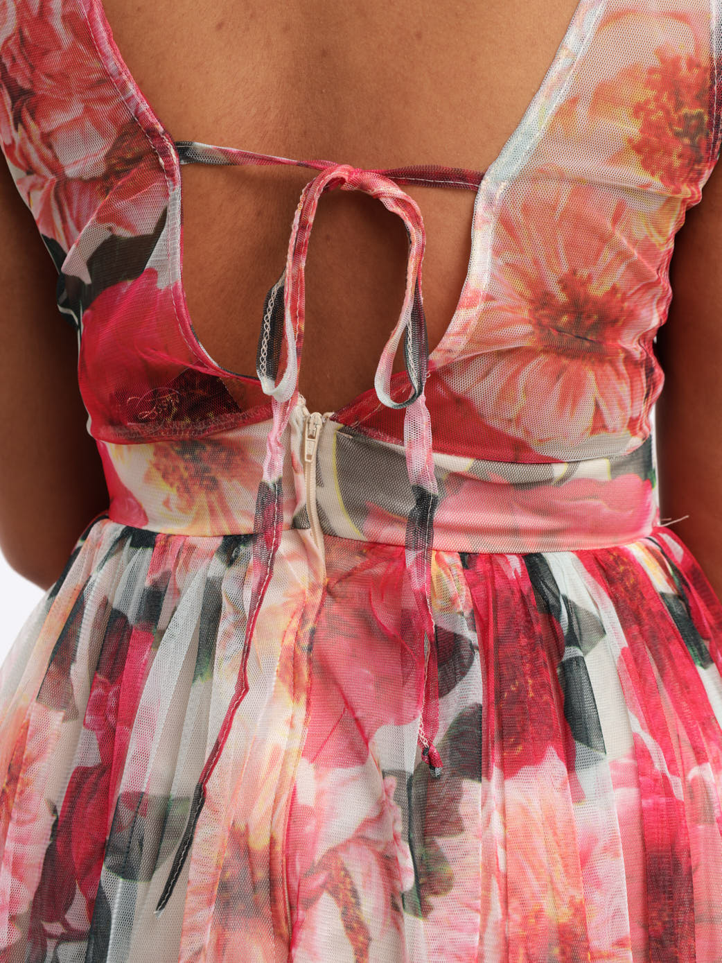Floral Prom Dress - Red - Image 5