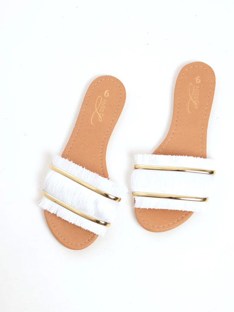 Fray Mule Sandal - White