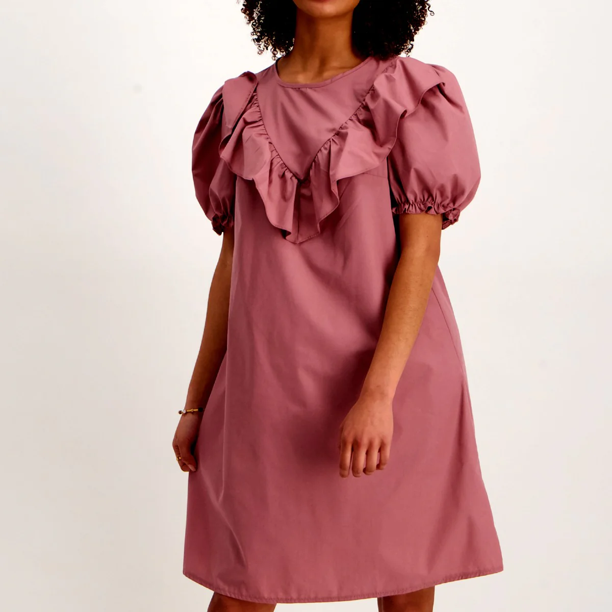 Frill Shift Dress - Mauve