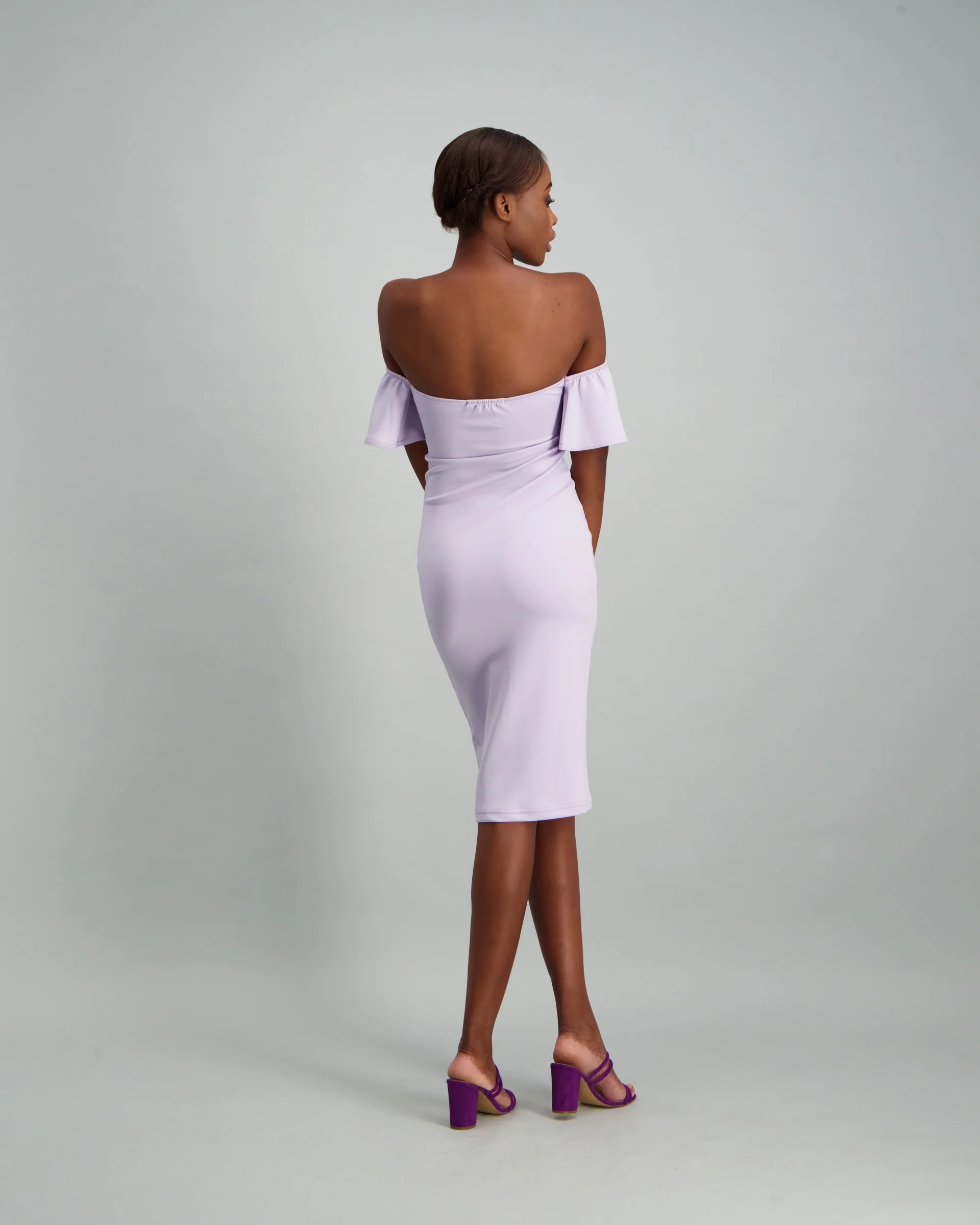 Frill Sleeve Bodycon Dress - Lilac - Image 4