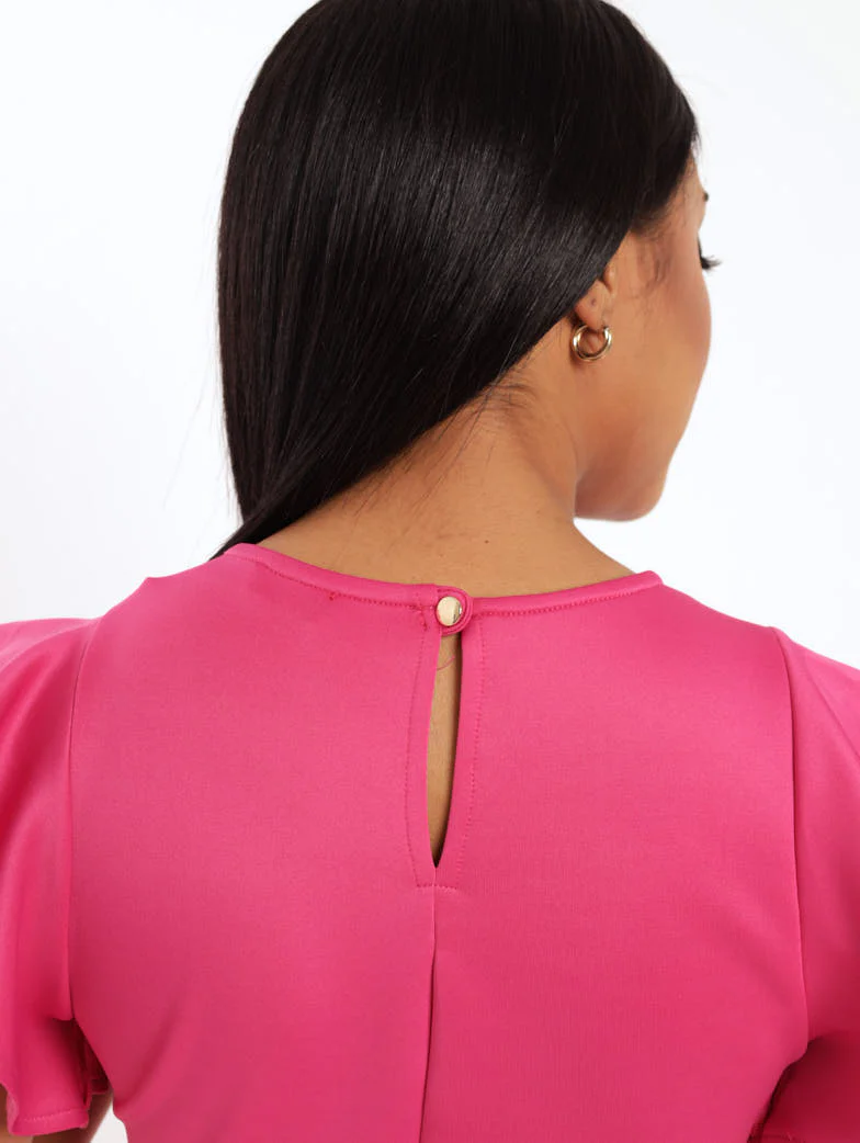 Frill Sleeve Detail Dress - Pink - Image 5