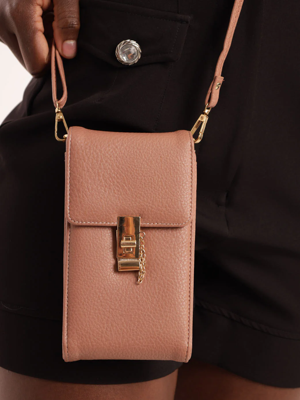 Front Clasp Cellphone Bag - Pink
