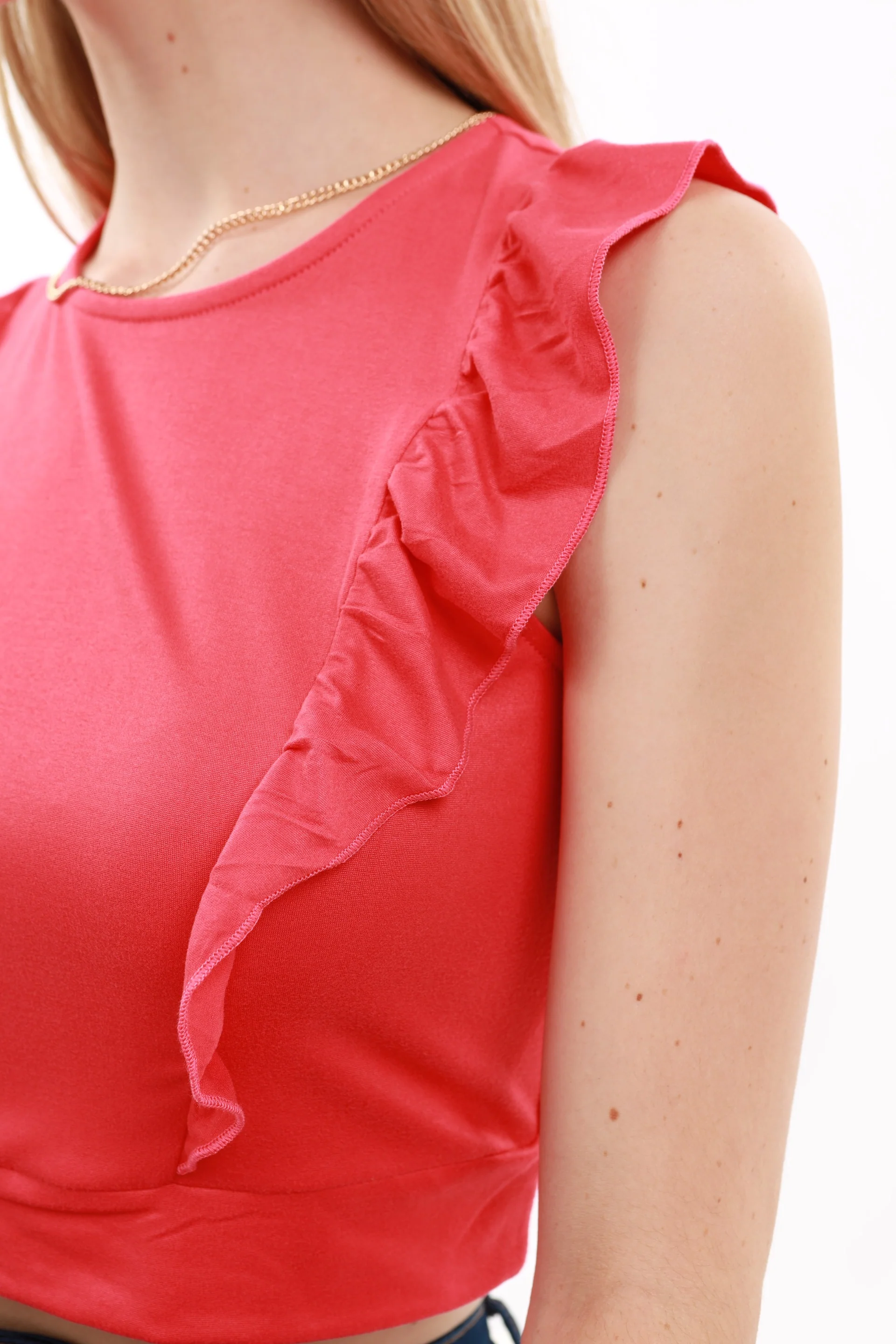 Front Frill Crop - Coral - Image 6