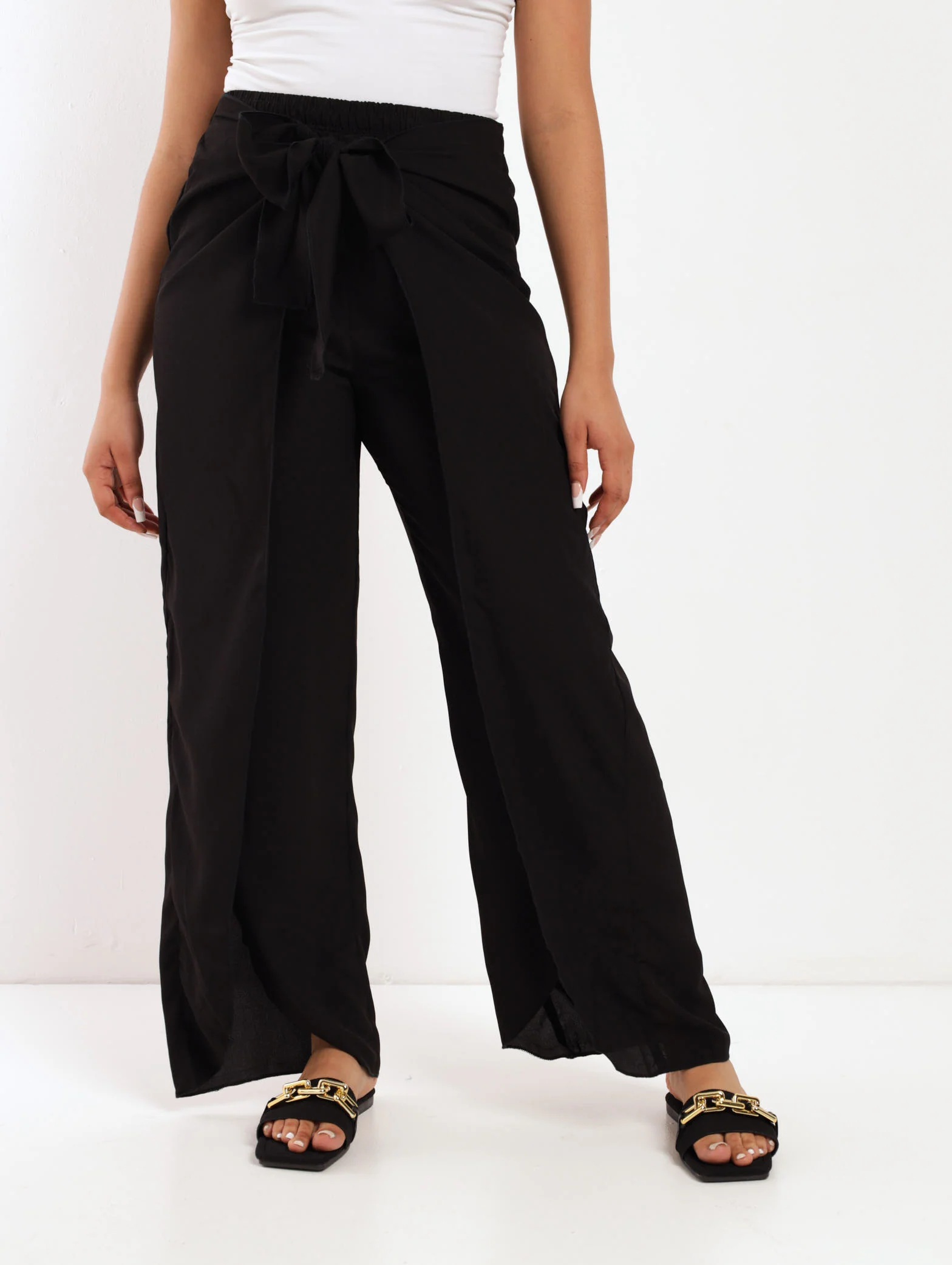 Front-Tie Pant - Black - Image 2