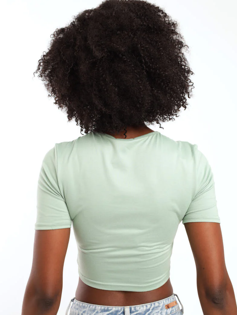 Front Twist Cut Out Top - Sage - Image 4