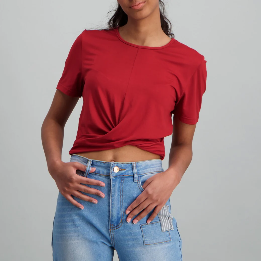 Front Twist Top - Burgundy