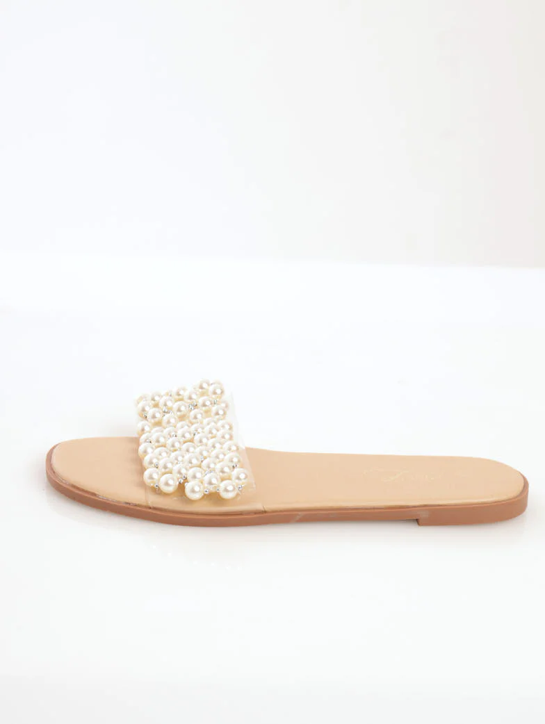 Full Pearl Vinyl Mule Sandal - Clear - Image 2